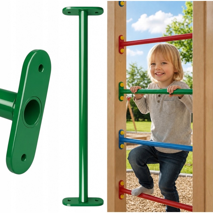 Drążek drabinka uchwyt metalowy na plac zabaw125 cm zielony do podciągania