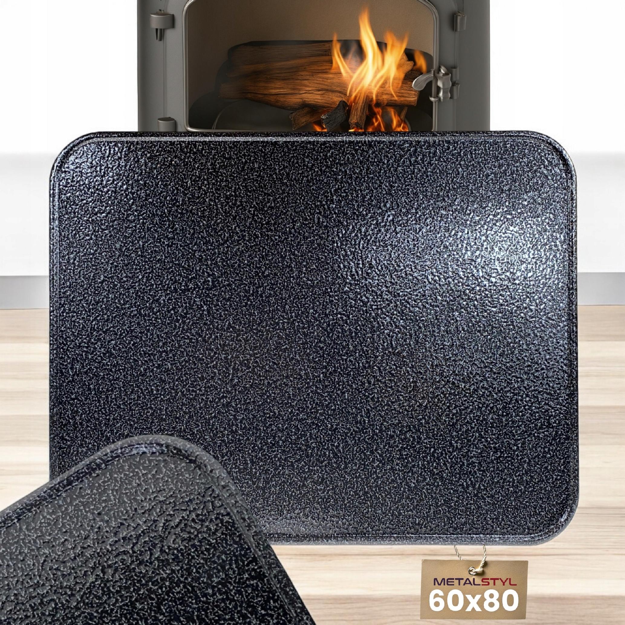 Blacha pod piec kominek przedpiecowa 60x80 srebrno czarna struktura