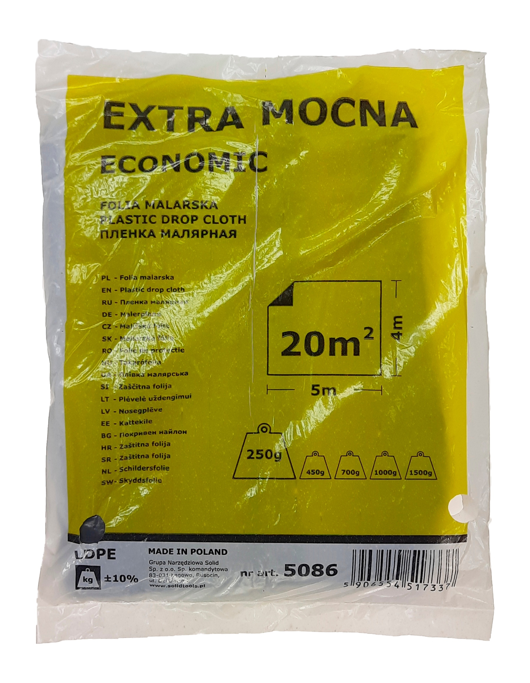 Folia malarska czarna extra mocna 4x5 m 250g