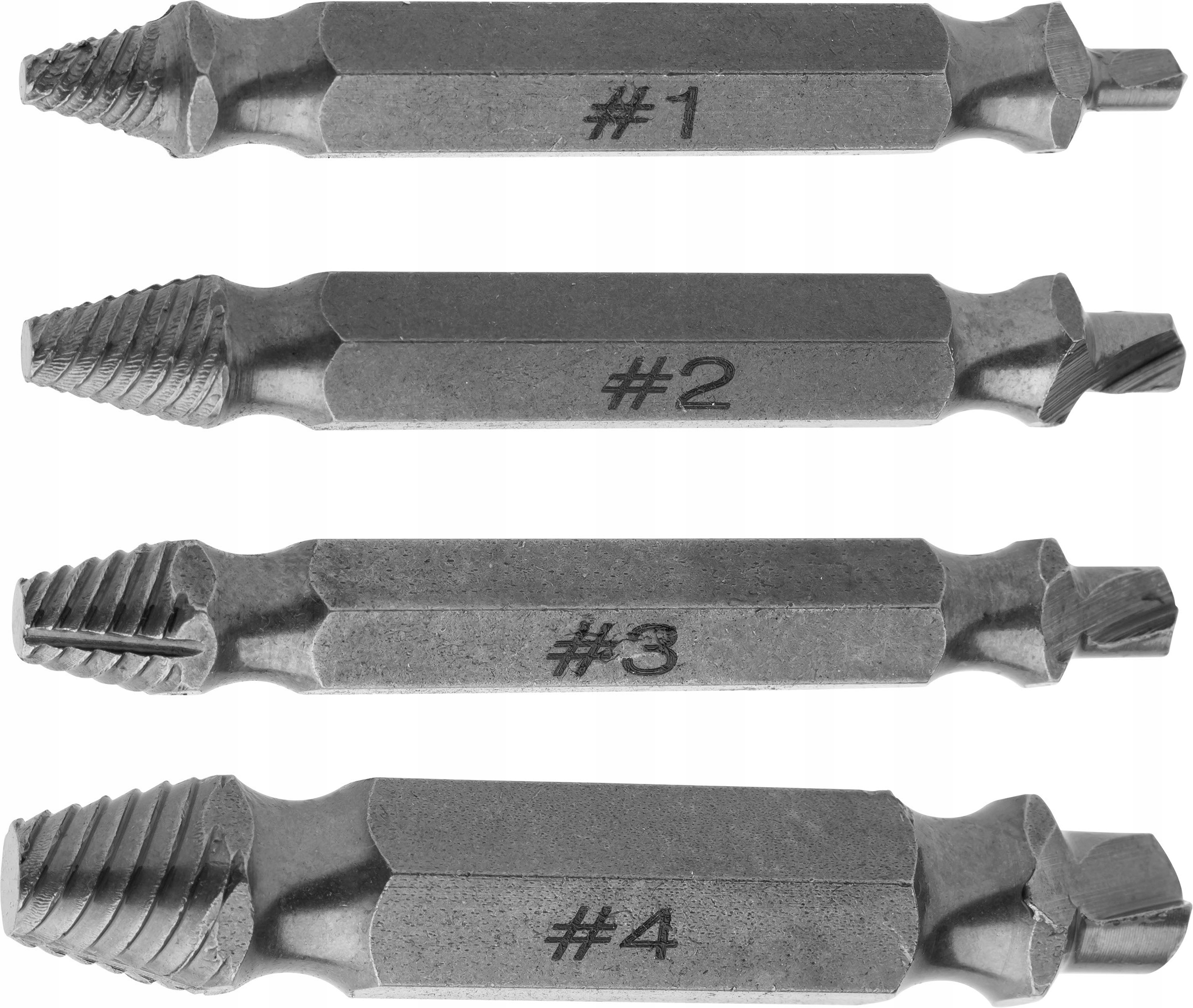 Zestaw wykrętaków do urwanych śrub M5-M14, 4 szt