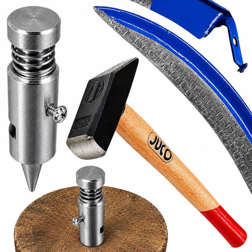 Kosa 60cm młotek do klepania kosy babka automatyczna kowadełko zestaw