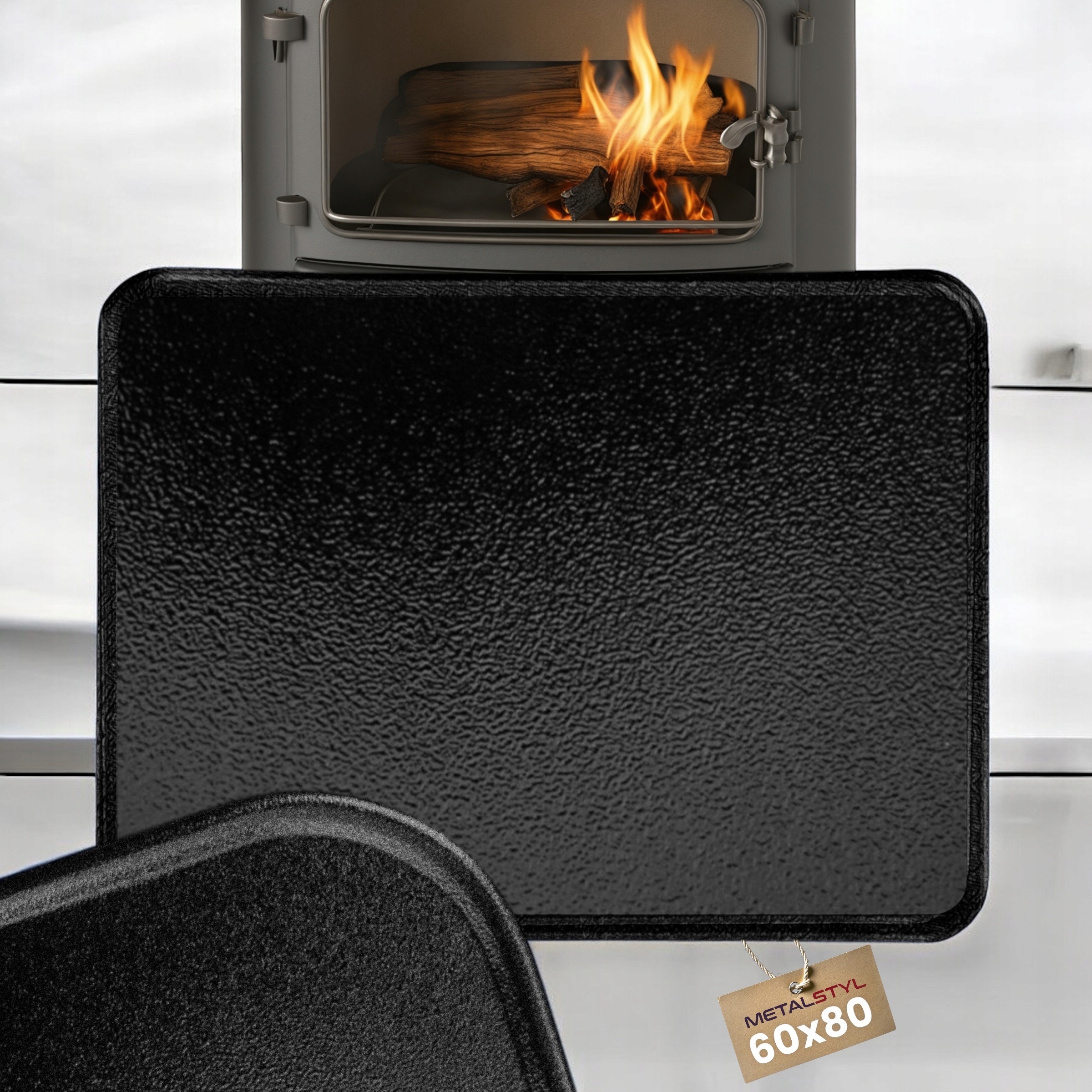 Blacha pod piec kominek kozę grill przedpiecowa ochronna stal 60x80 czarna