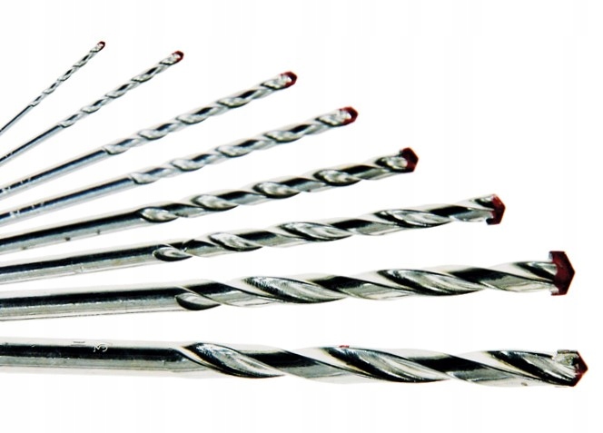Wiertła do betonu 3.0 - 10.0 mm zestaw 8 sztuk