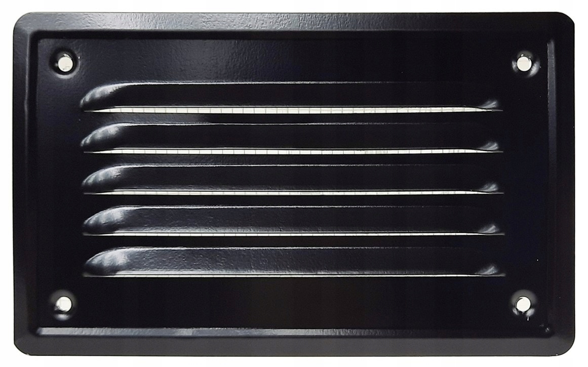 Kratka wentylacyjna przykręcana 14 x 7 metalowa z siatką czarna