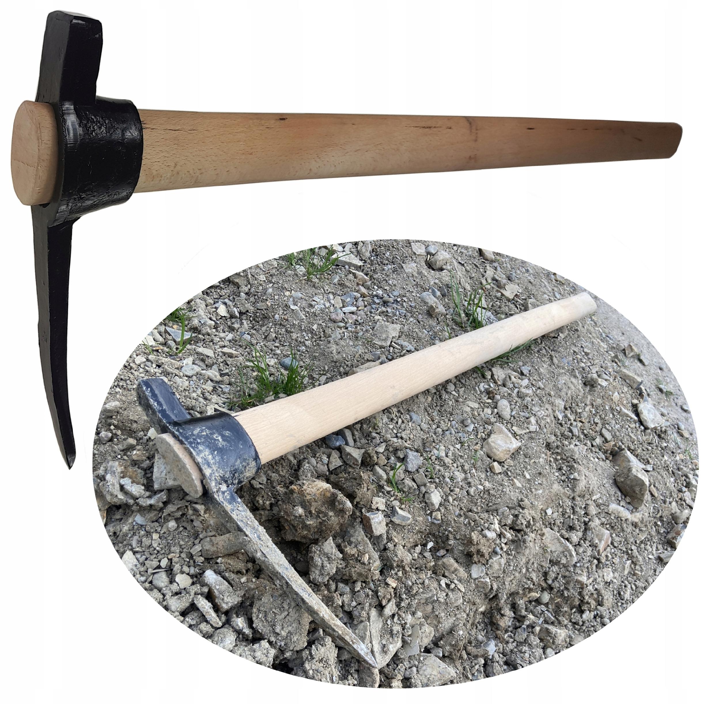 Kilof oprawny jednostronny kuty 1,5 kg z trzonem górniczy kamieniarski
