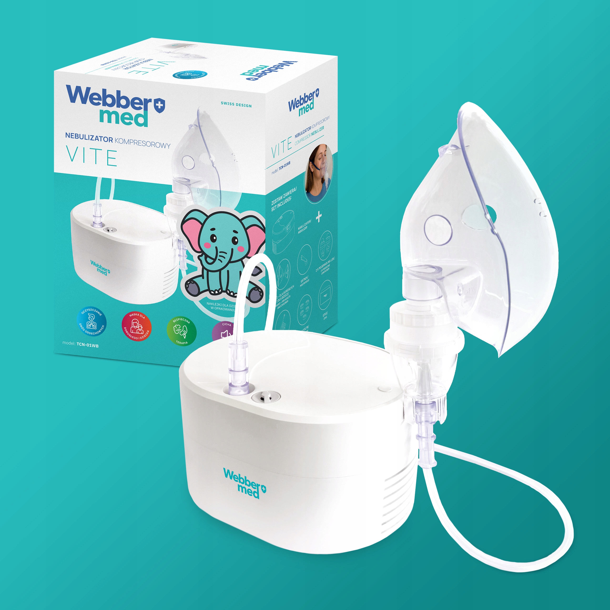 Inhalator Nebulizator Kompresorowy Pneumatyczny Dla Dzieci Dorosłych