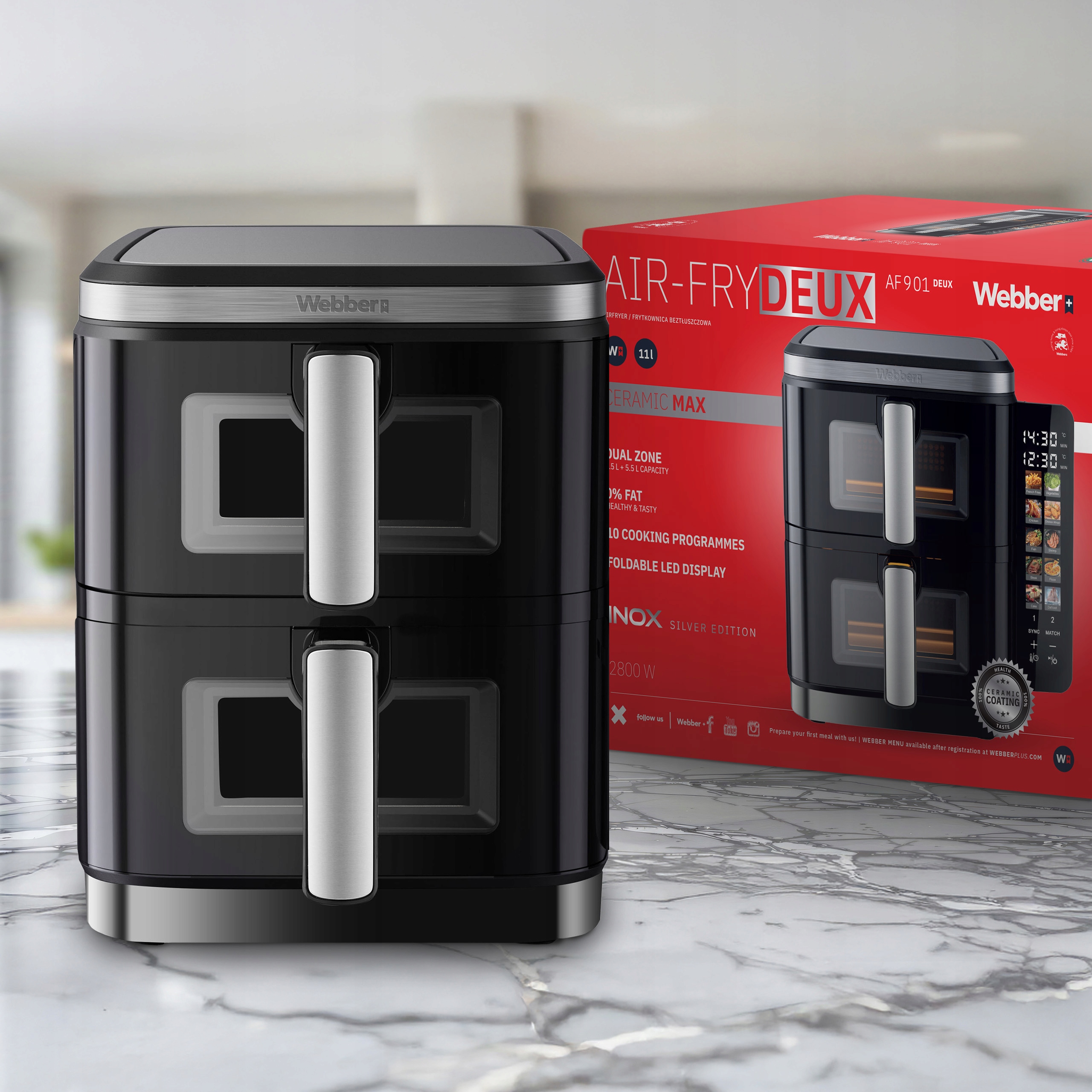 Frytkownica Podwójna Pionowa Beztłuszczowa Air Fryer 2800W 11l XXL