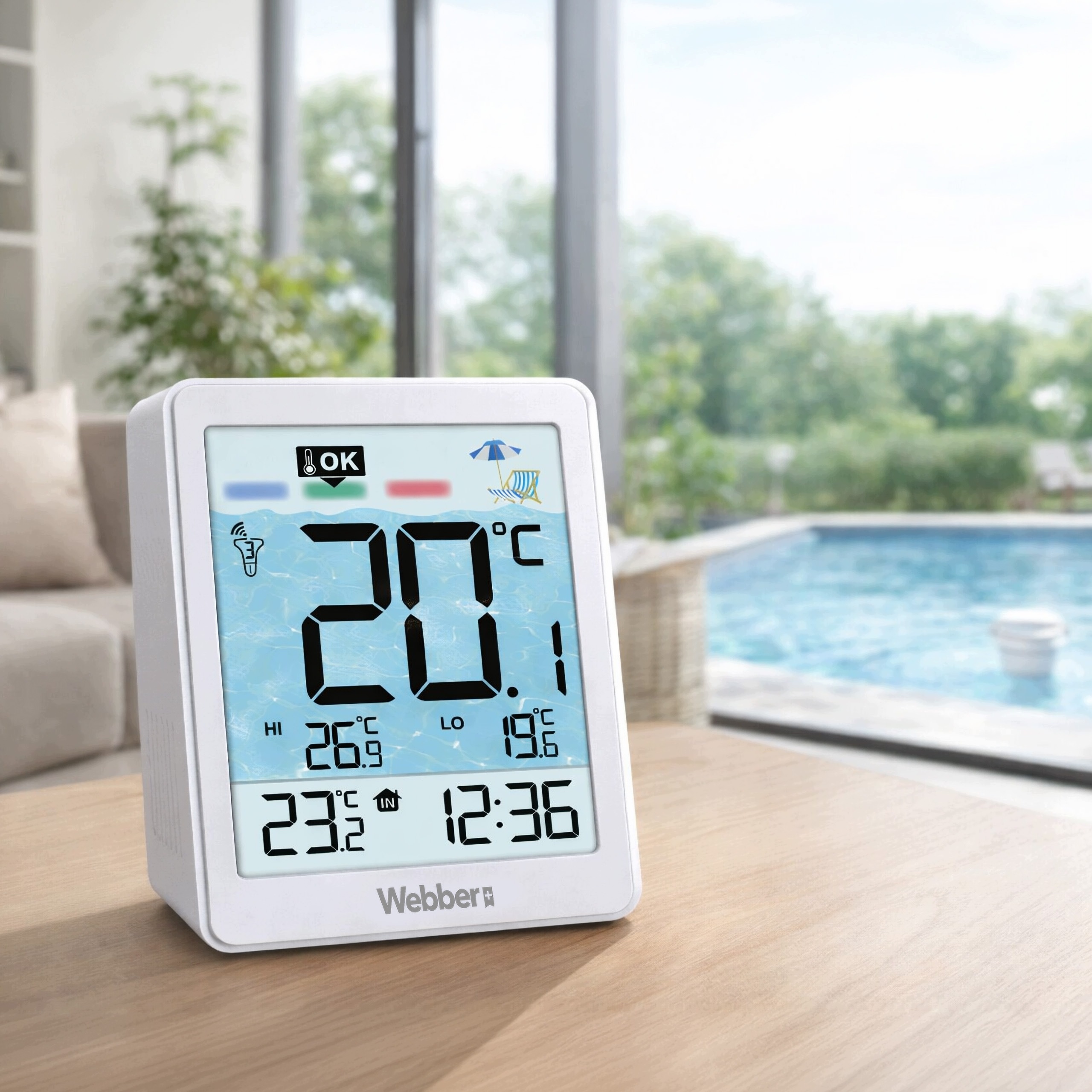 Termometr Basenowy Meteo PT4 Bezprzewodowy Czujnik Wody Do 60 Metrów LCD