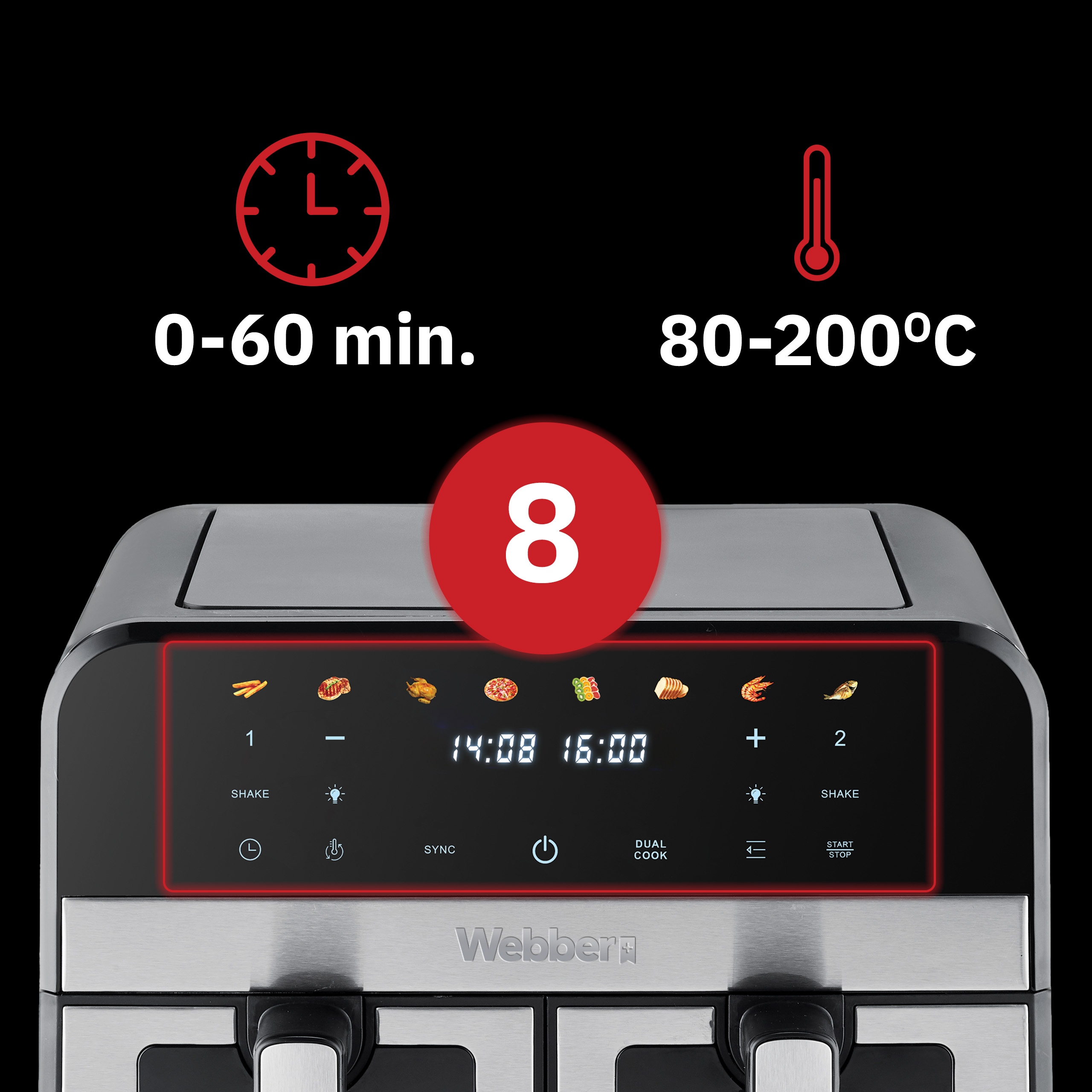 Frytkownica Beztłuszczowa Podwójna Air Fryer Dwukomorowa Ceramiczna