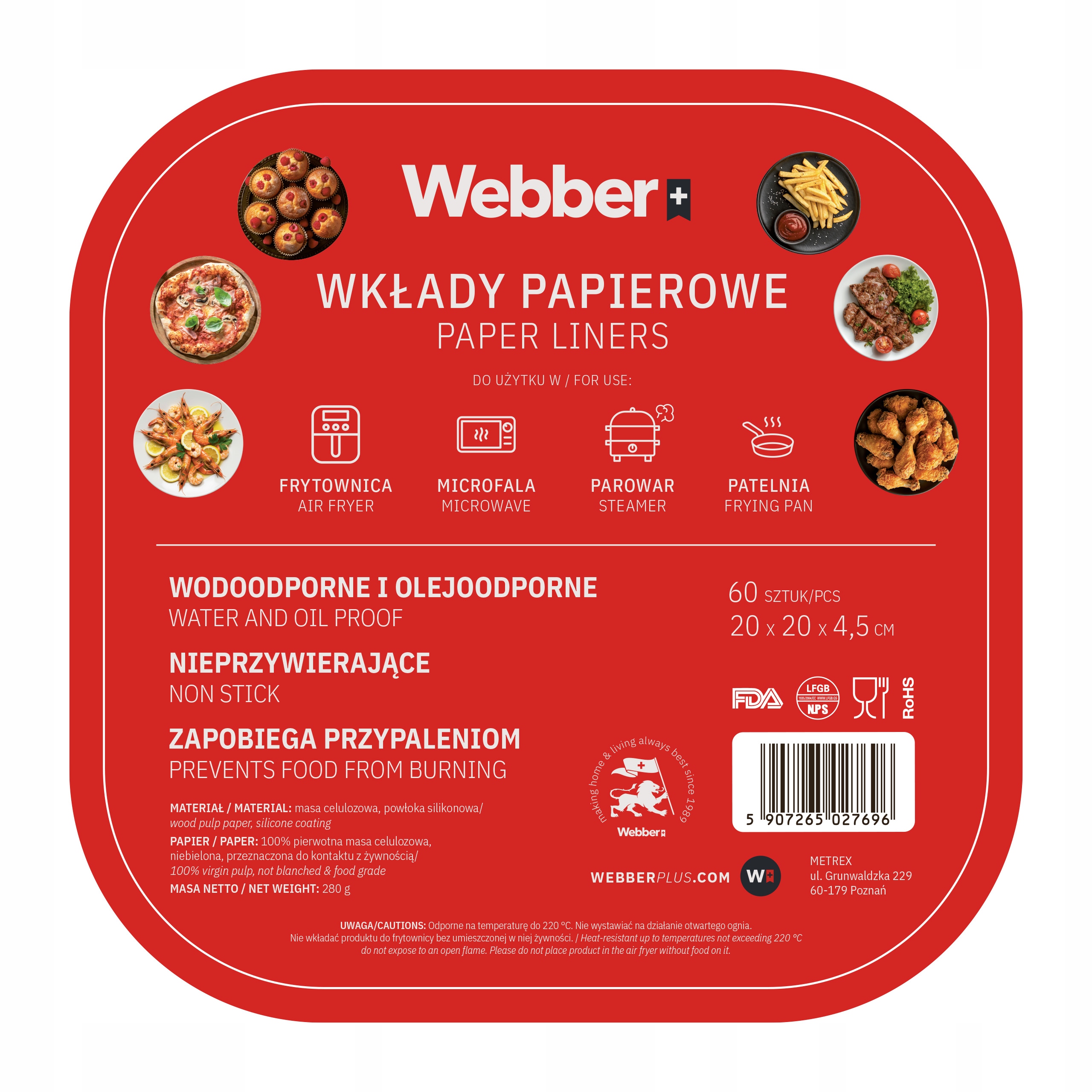 60X Wkład Air Fryer Papier Wkłady Papierowe Do Frytkownicy Beztłuszczowej