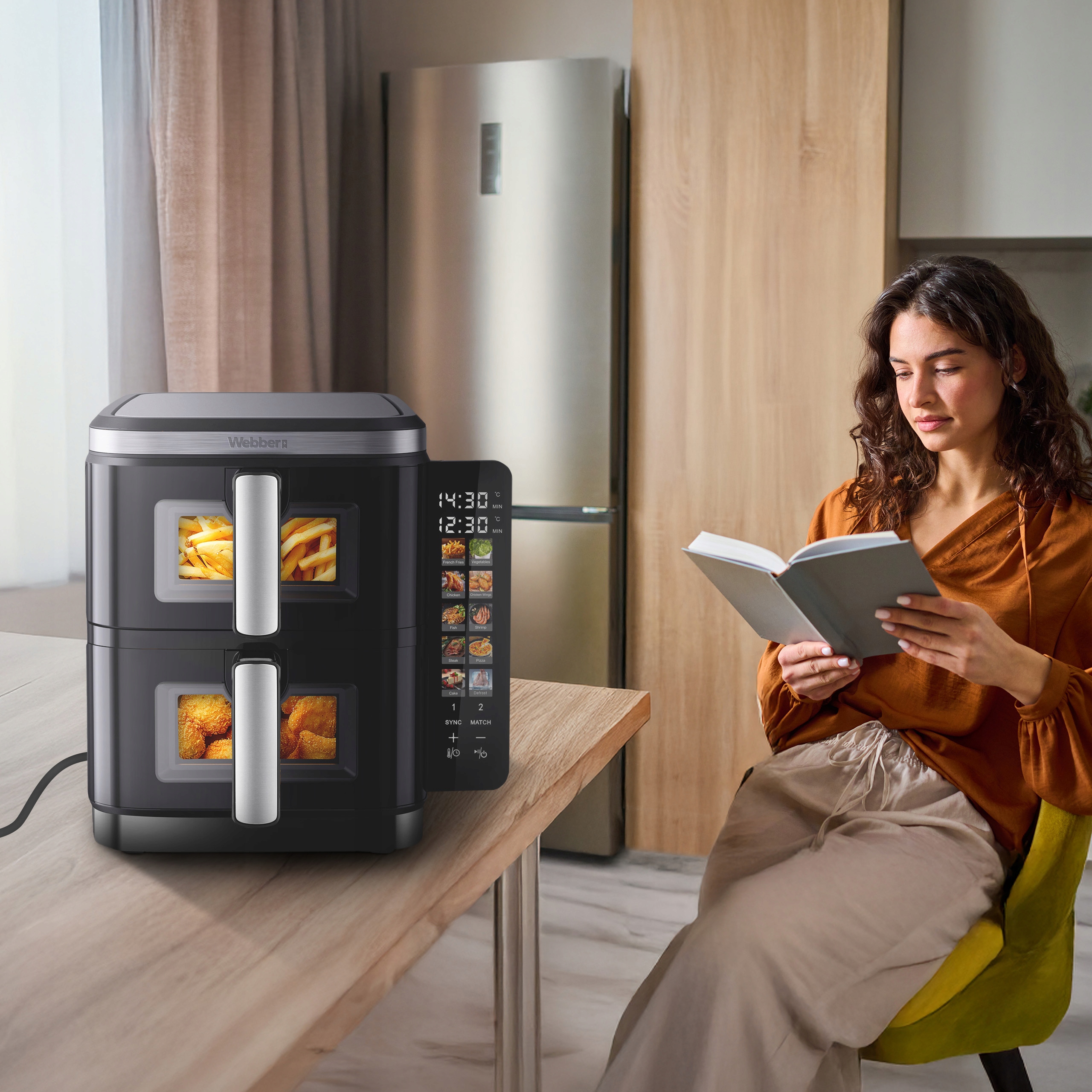 Frytkownica Podwójna Pionowa Beztłuszczowa Air Fryer 2800W 11l XXL