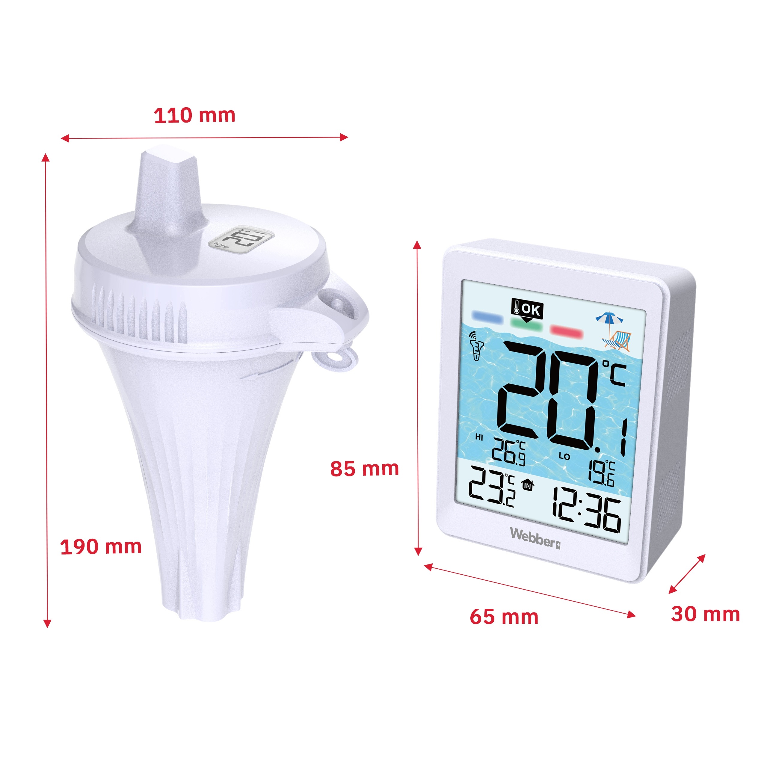 Termometr Basenowy Meteo PT4 Bezprzewodowy Czujnik Wody Do 60 Metrów LCD