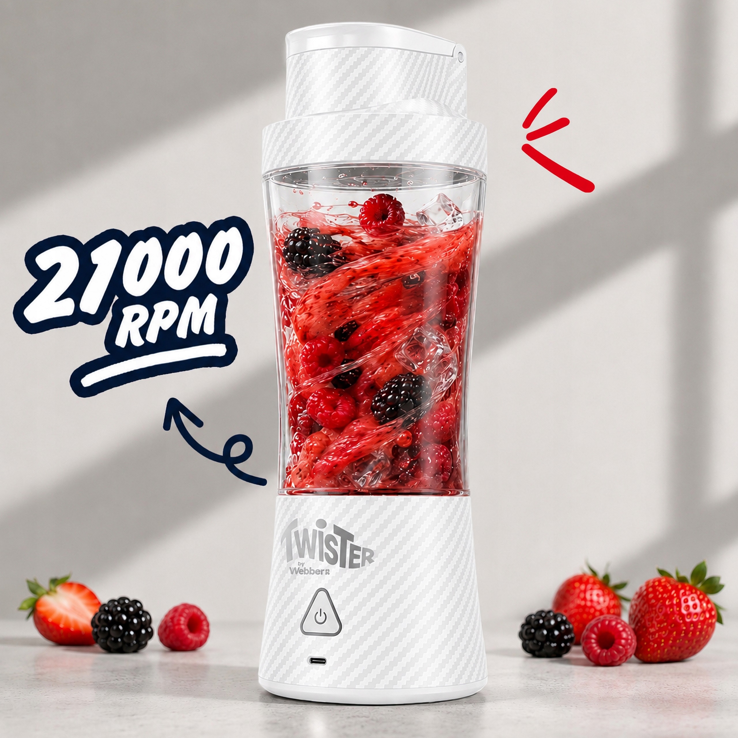 Blender Personalny Bezprzewodowy Przenośny Twister 370W 700ml USB-C