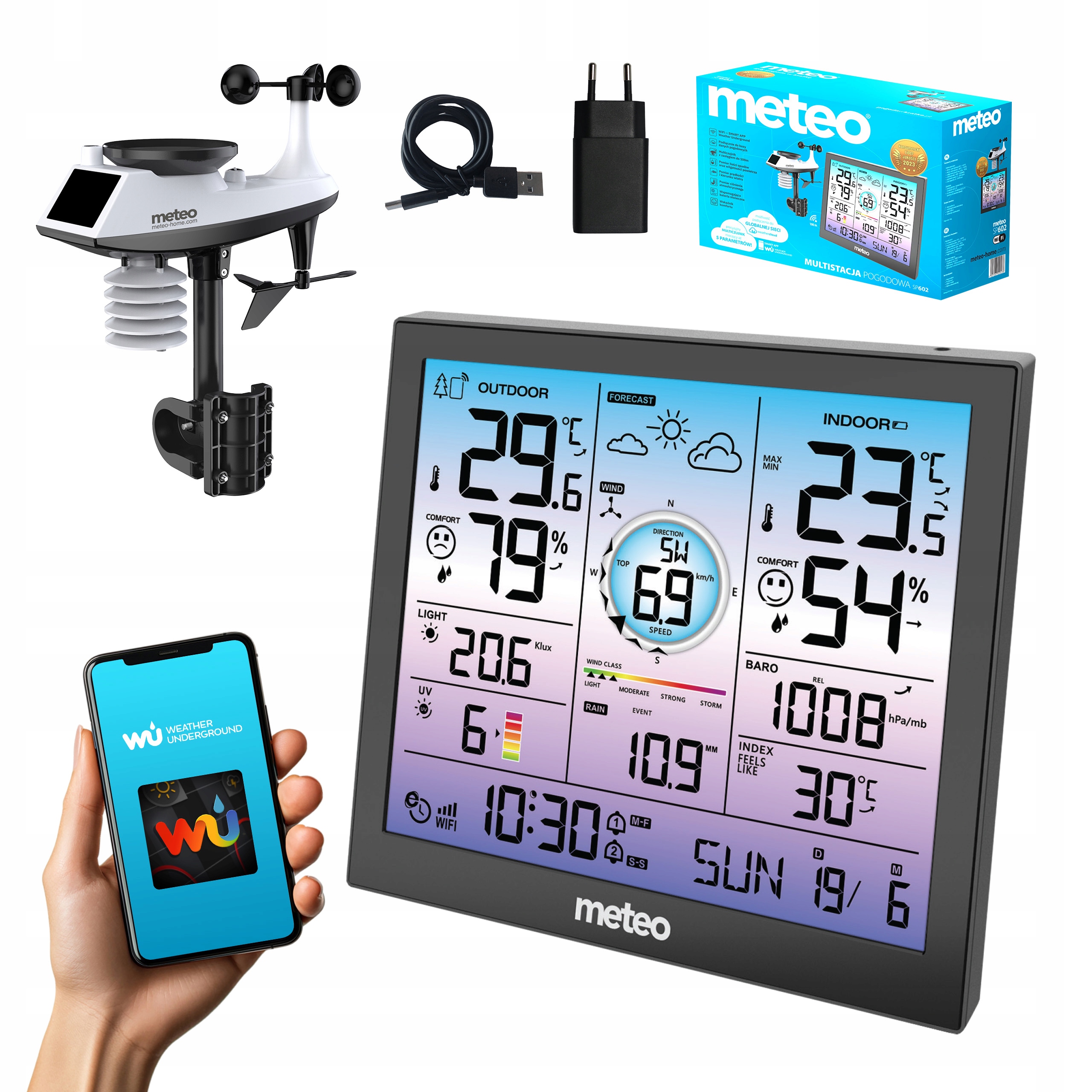 Stacja Pogodowa POGODY Bezprzewodowa METEO Higrometr Barometr WIFI SP602