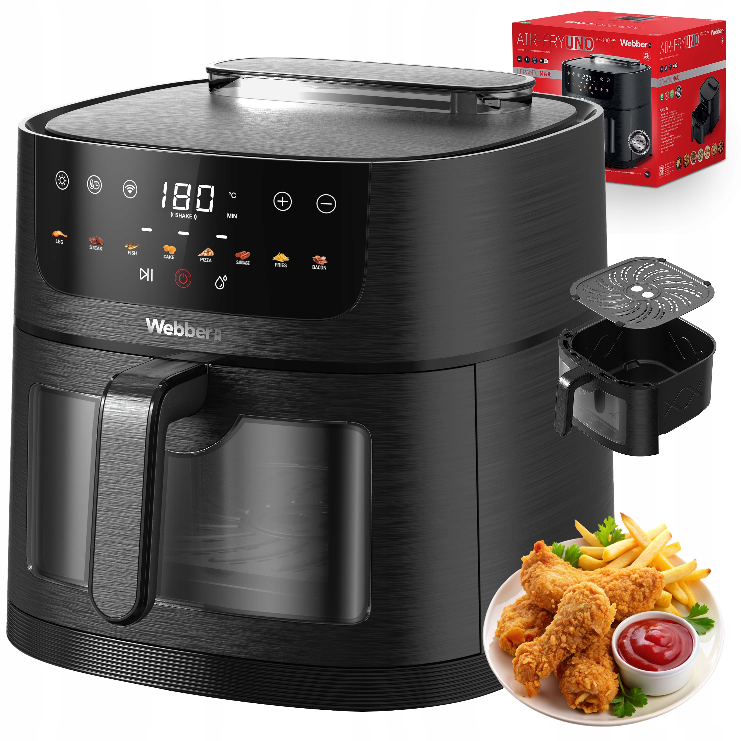 Frytkownica Beztłuszczowa 8l Air Fryer 1800W +WIFI +8 Programów PARA
