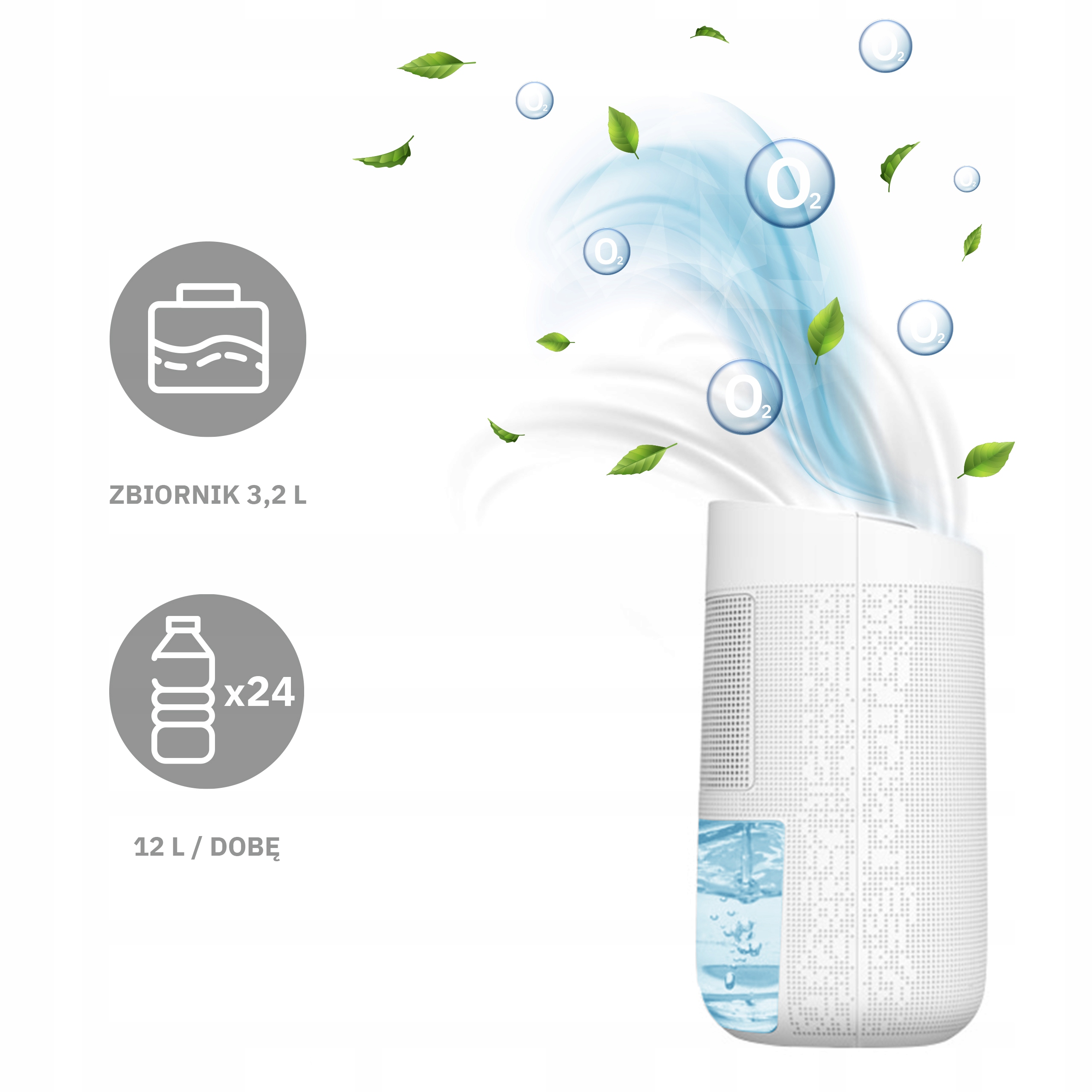 Osuszacz Powietrza WIFI Timer 12L/24H DEC500 Pochłaniacz Wilgoci