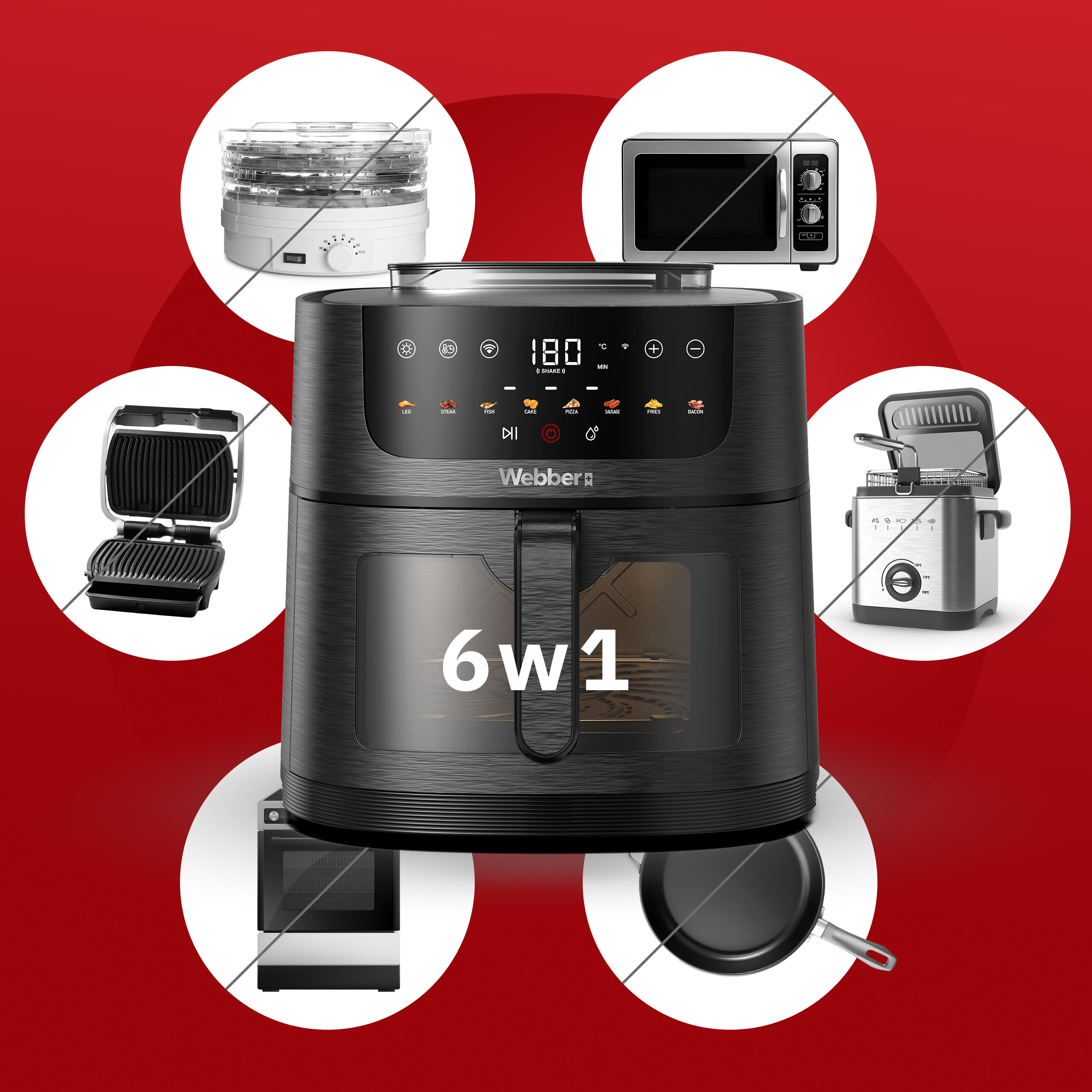 Frytkownica Beztłuszczowa 8l Air Fryer 1800W +WIFI +8 Programów PARA