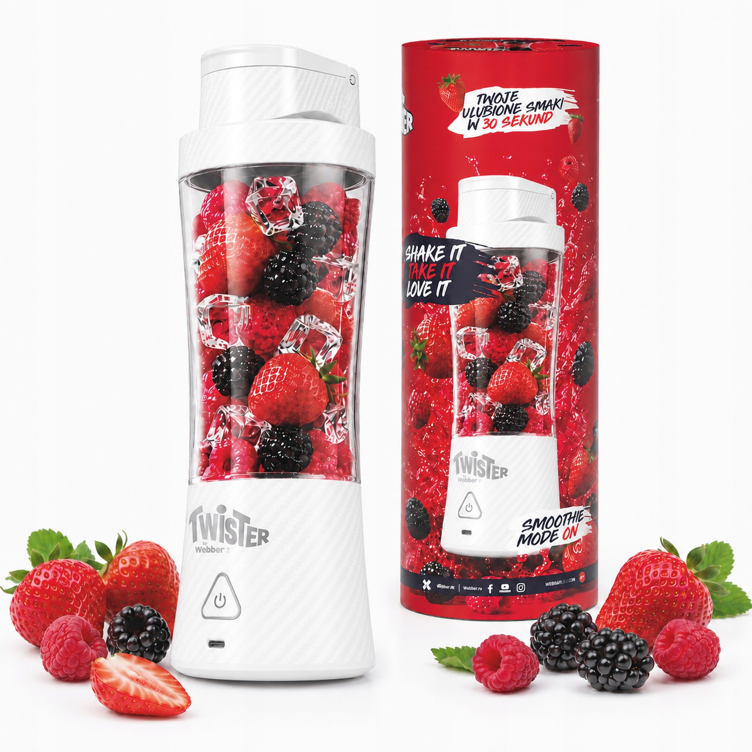 Blender Personalny Bezprzewodowy Przenośny Twister 370W 700ml USB-C