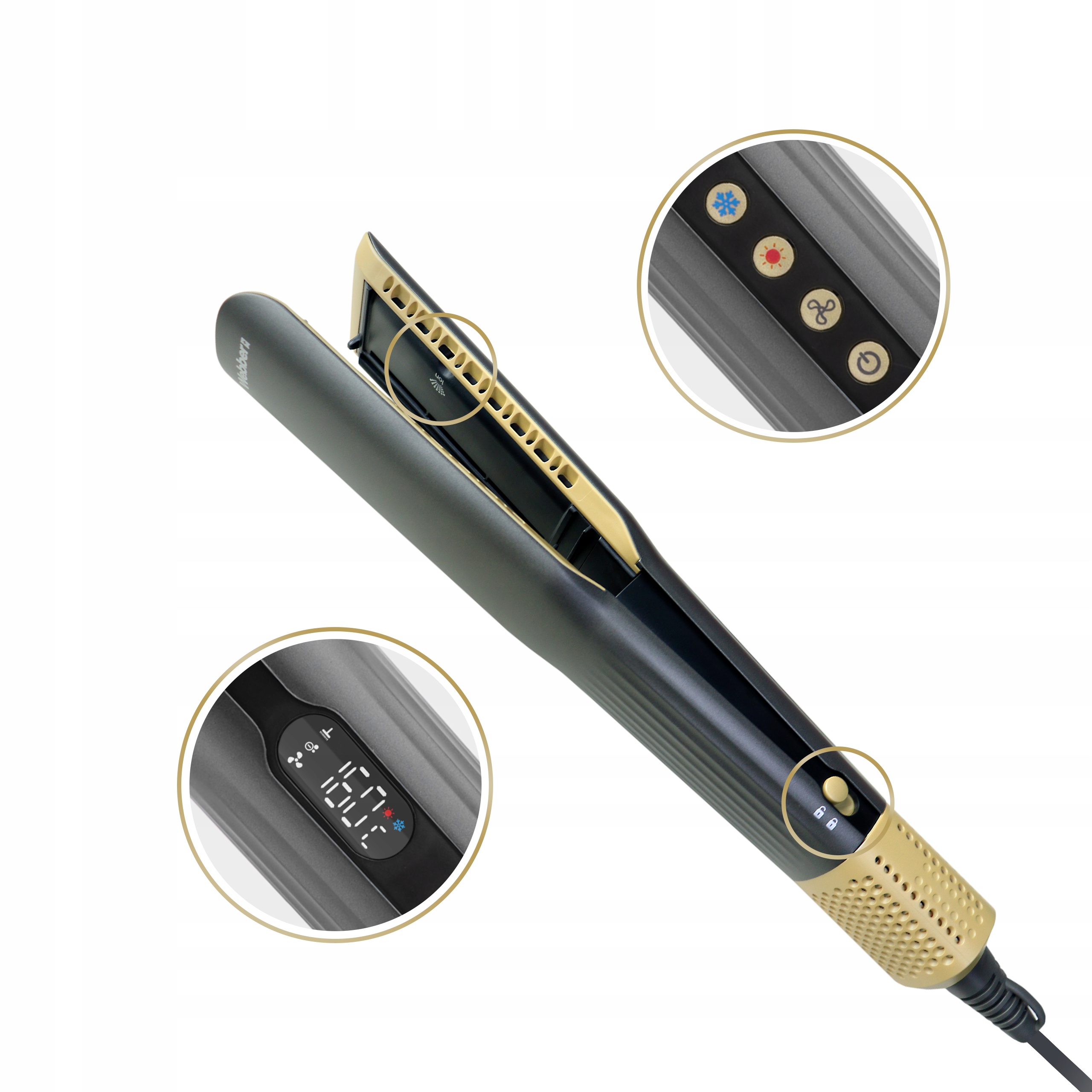 Prostownica Do Włosów Ceramiczna Jonizacja + LCD + Aeroprostownica