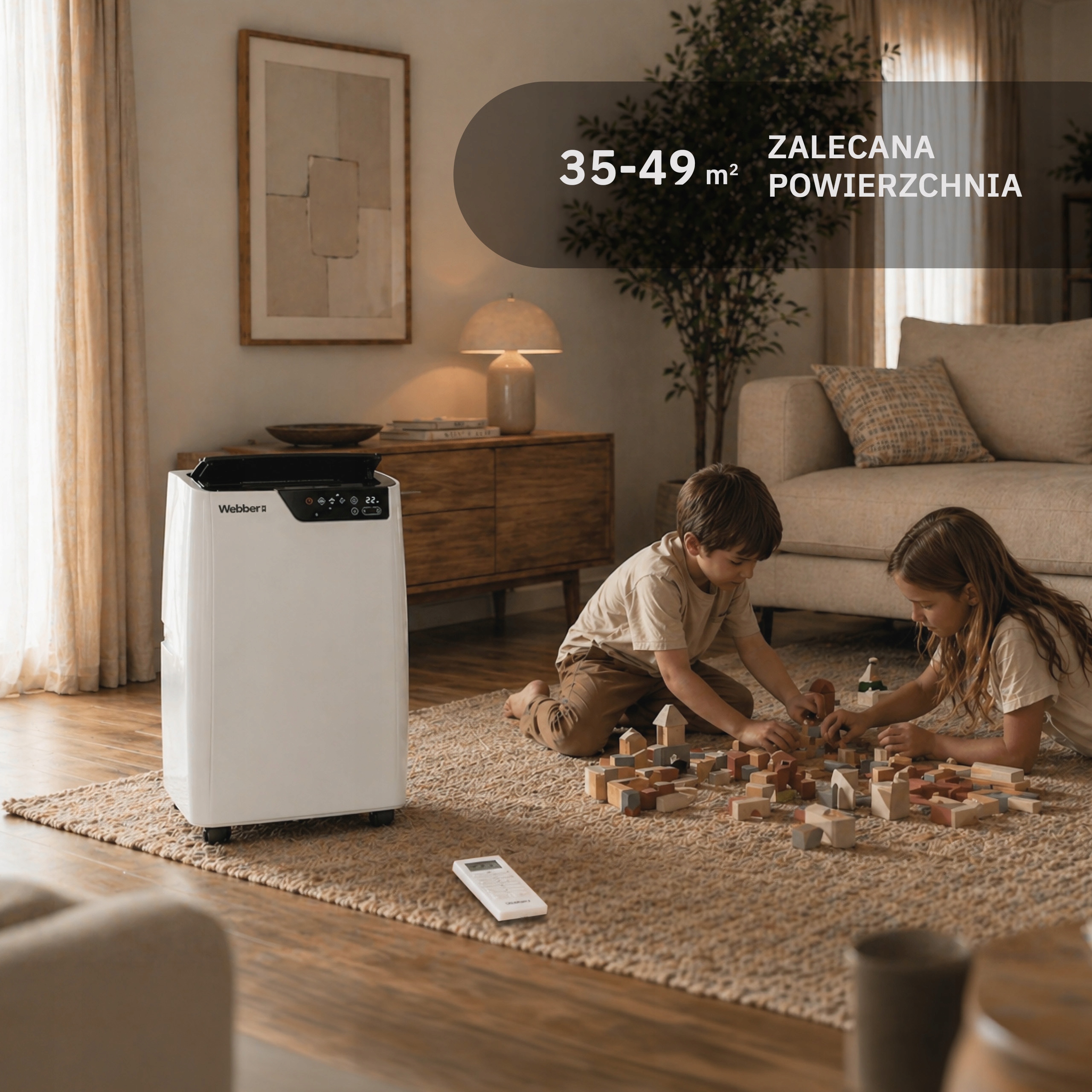 Klimatyzator Przenośny 12000BTU 4w1 WIFI Grzanie Osuszacz Pilot 49m²