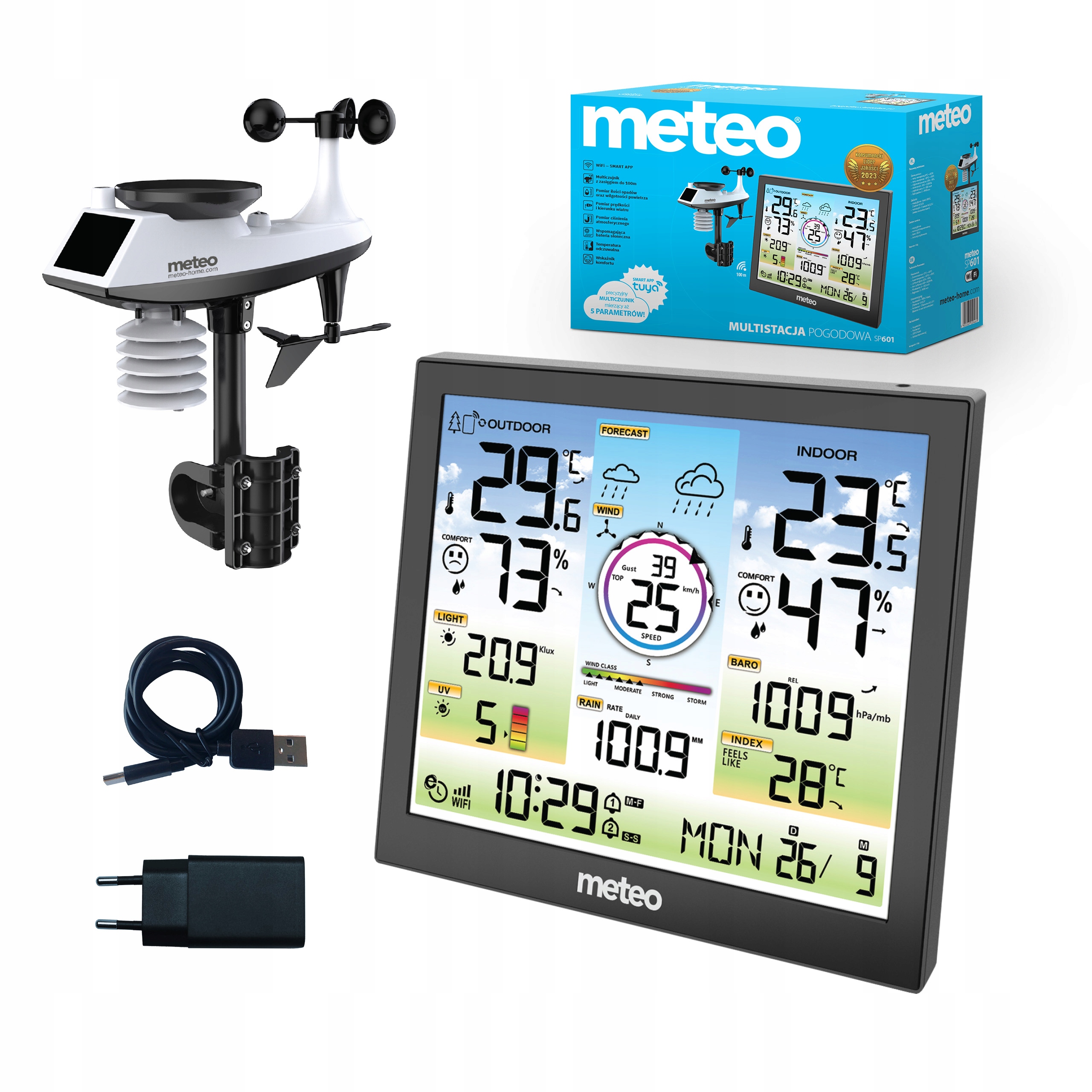 Stacja Pogodowa POGODY Bezprzewodowa METEO Higrometr Barometr WIFI SP601