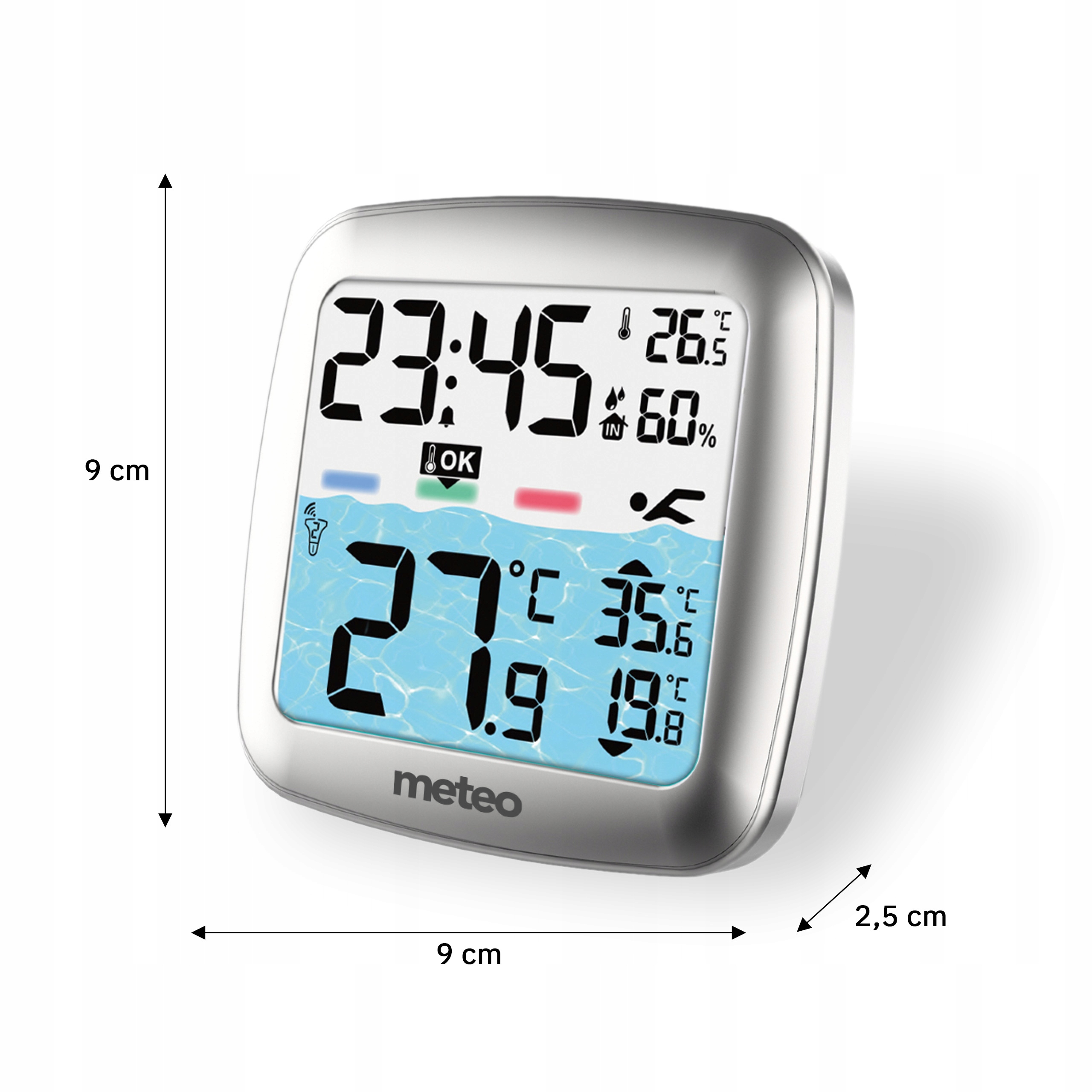 Termometr Basenowy METEO TB2S Bezprzewodowy Czujnik Wody LCD Pogodynka