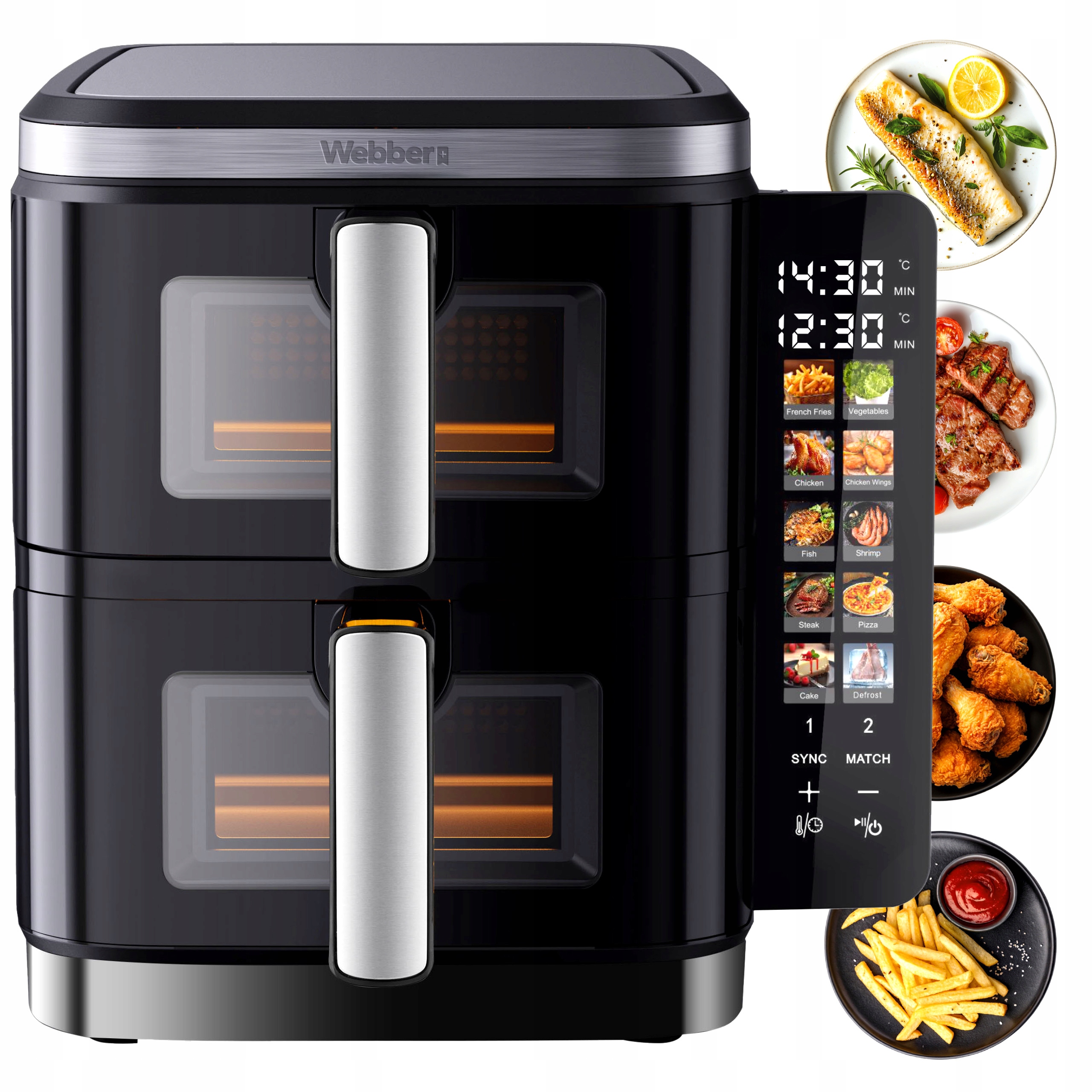 Frytkownica Podwójna Pionowa Beztłuszczowa Air Fryer 2800W 11l XXL