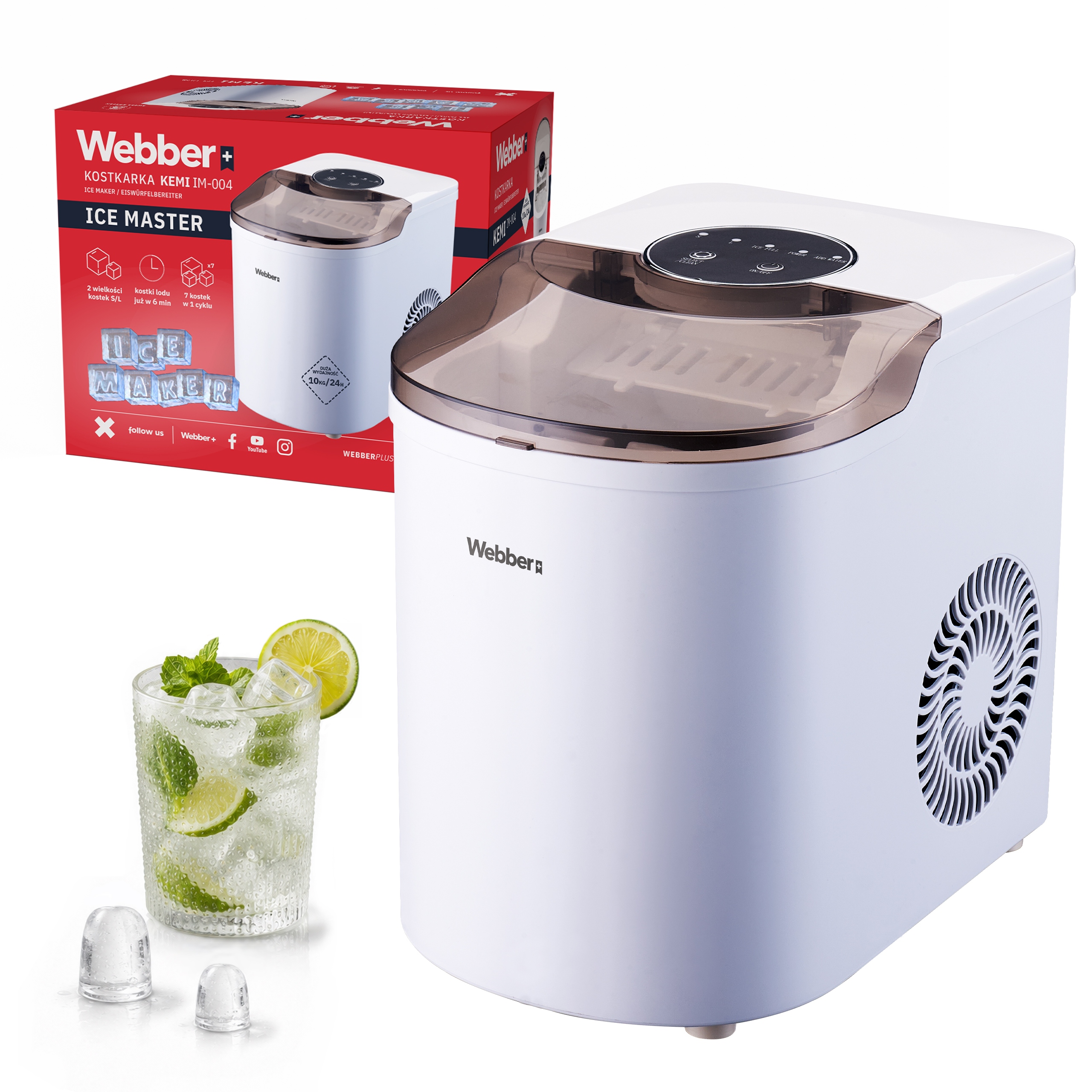 Kostkarka Do Lodu Kemi Ice Master 10KG/24H 165W 7 Kostek 2 Rozmiary