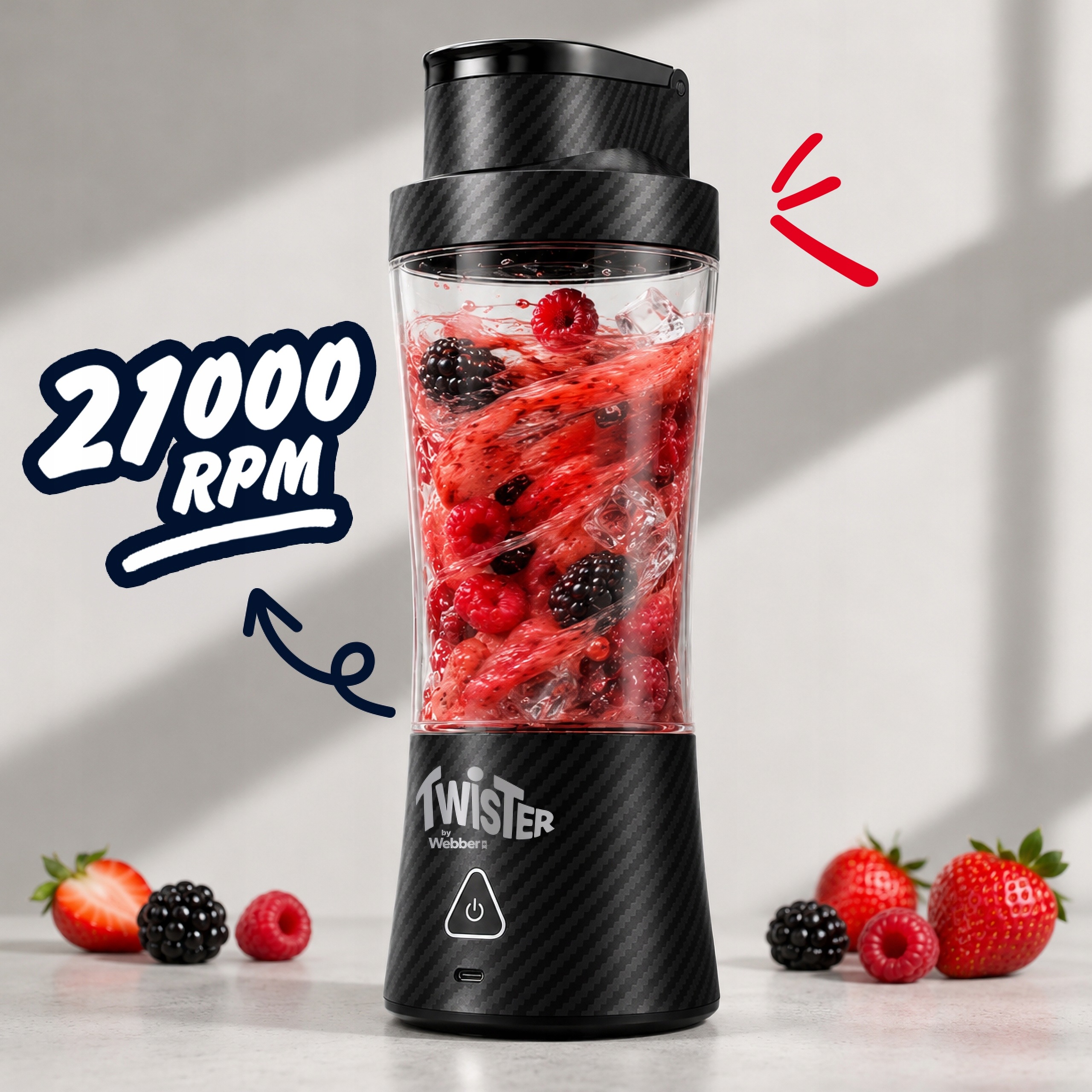Blender Personalny Bezprzewodowy Przenośny Twister 370W 700ml USB-C
