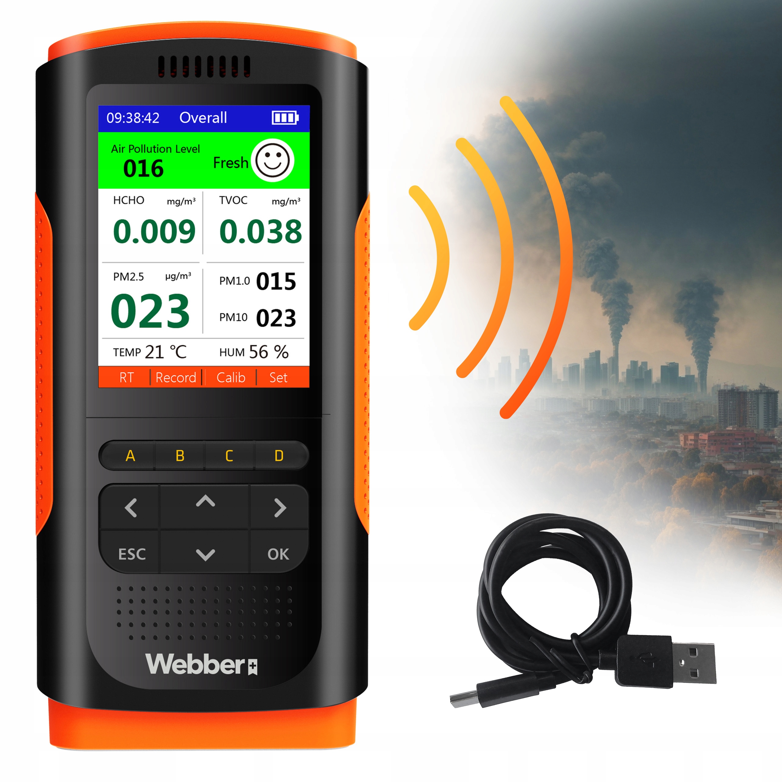 Stacja Jakości Powietrza UP900 7w1 PM2.5 PM10 HCHO TVOC USB