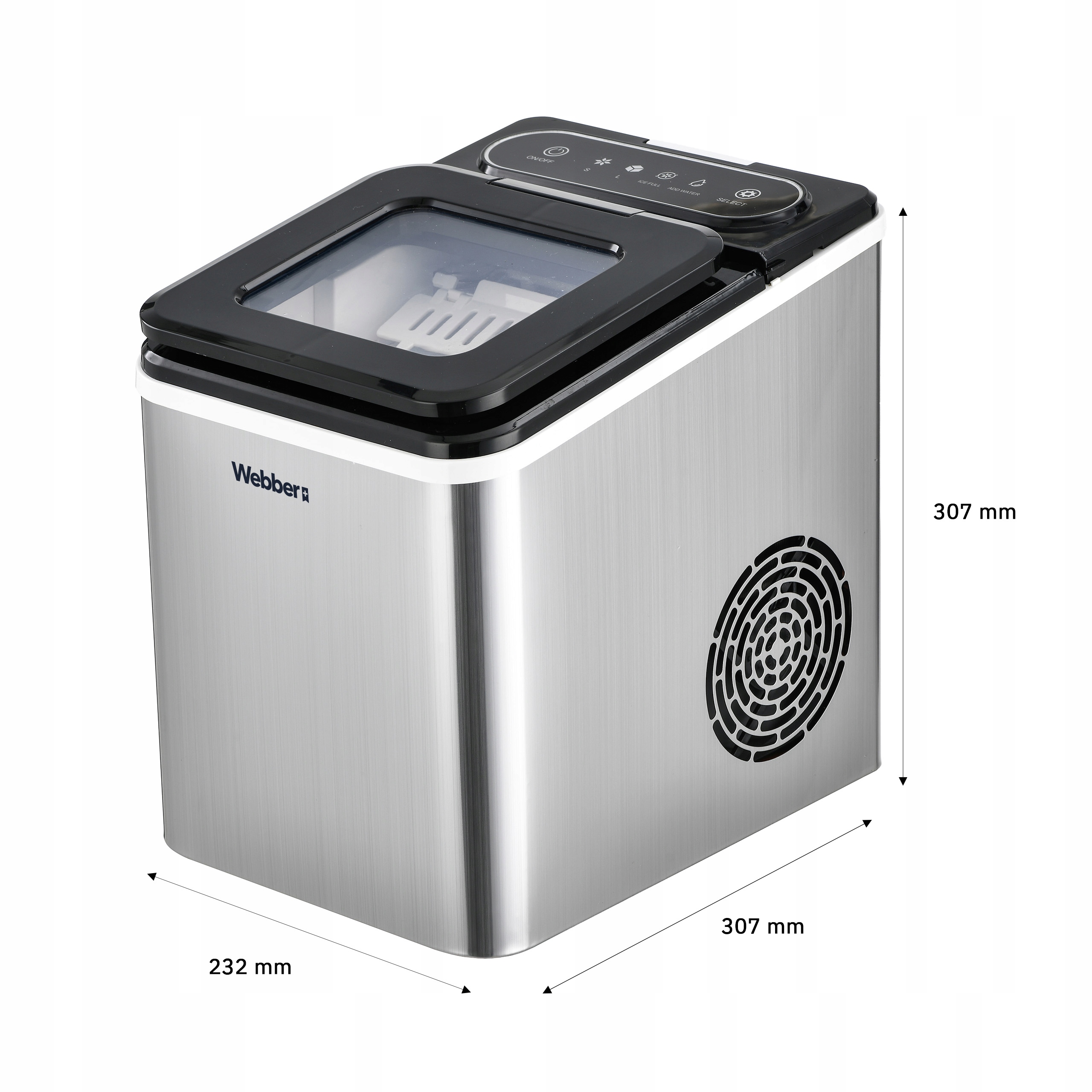 Kostkarka Do Lodu Ruka IM-002 Inox 13kg 165W 2 Rozmiary Kostek 1,5 l