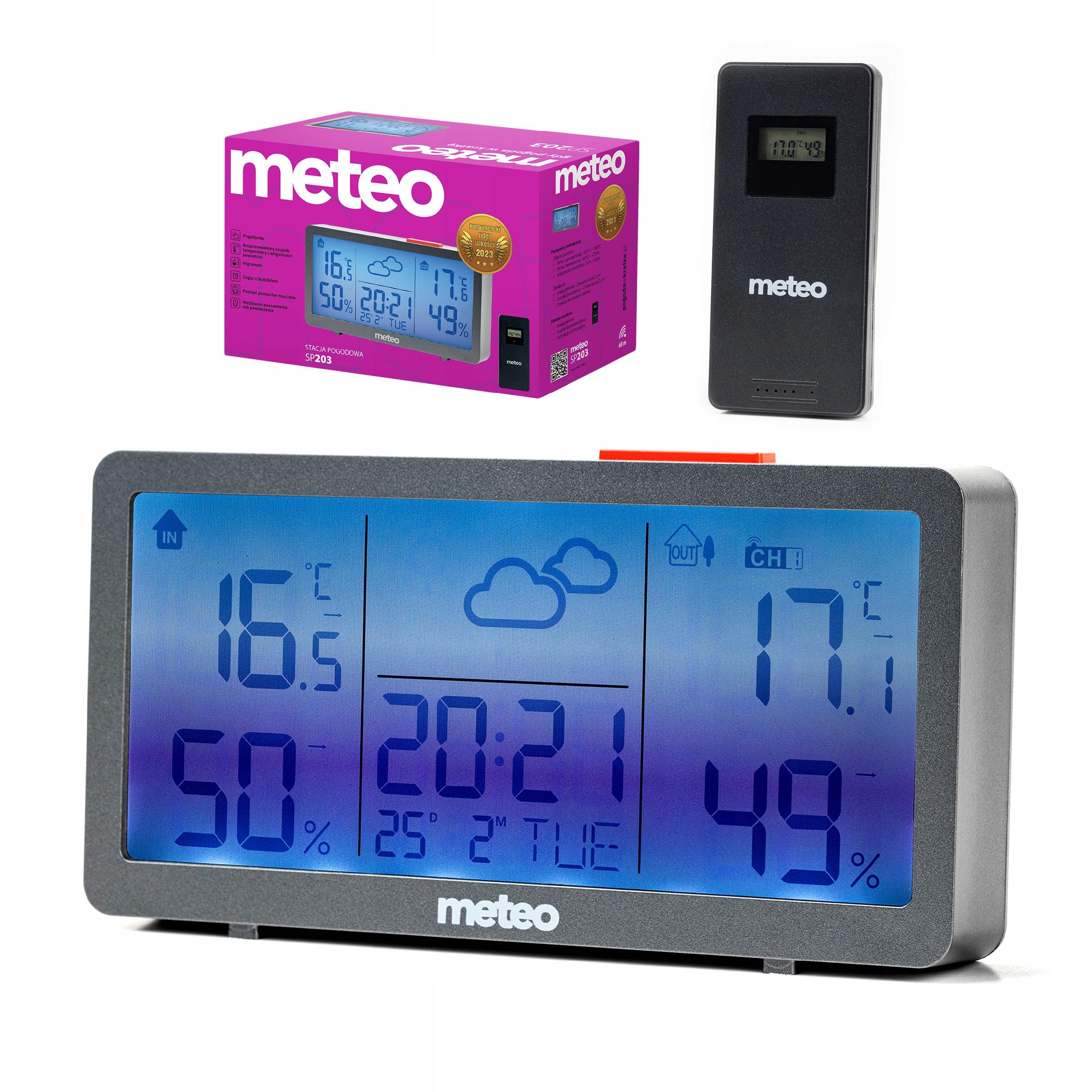 Stacja Pogodowa Pogody METEO Higrometr Pogodynka Termometr Zegar SP203