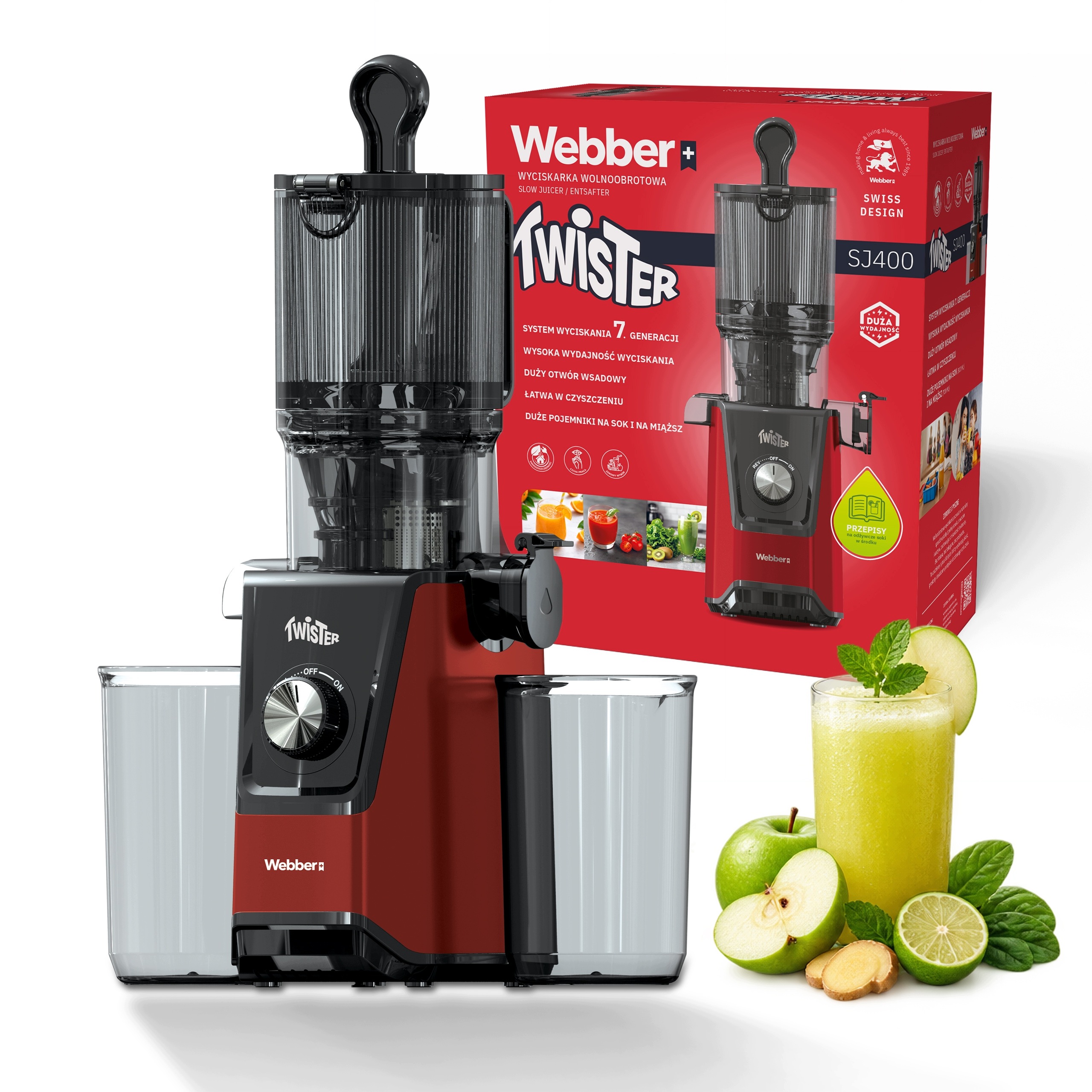 Wyciskarka Wolnoobrotowa Sokowirówka Do Owoców Warzyw SJ400 200W