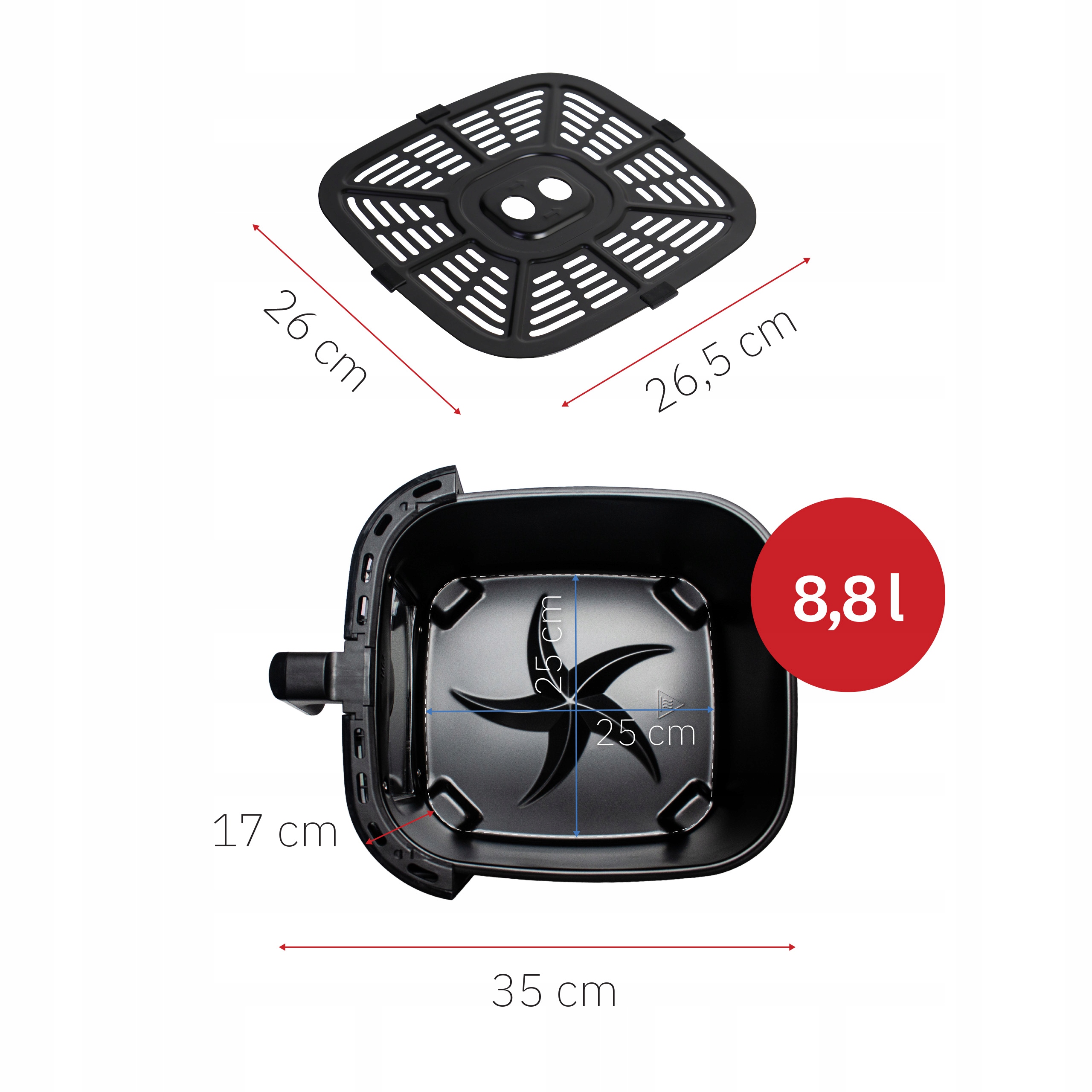 Frytkownica Beztłuszczowa Air Fryer 8,8l Nieprzywierająca 10 P 2200W