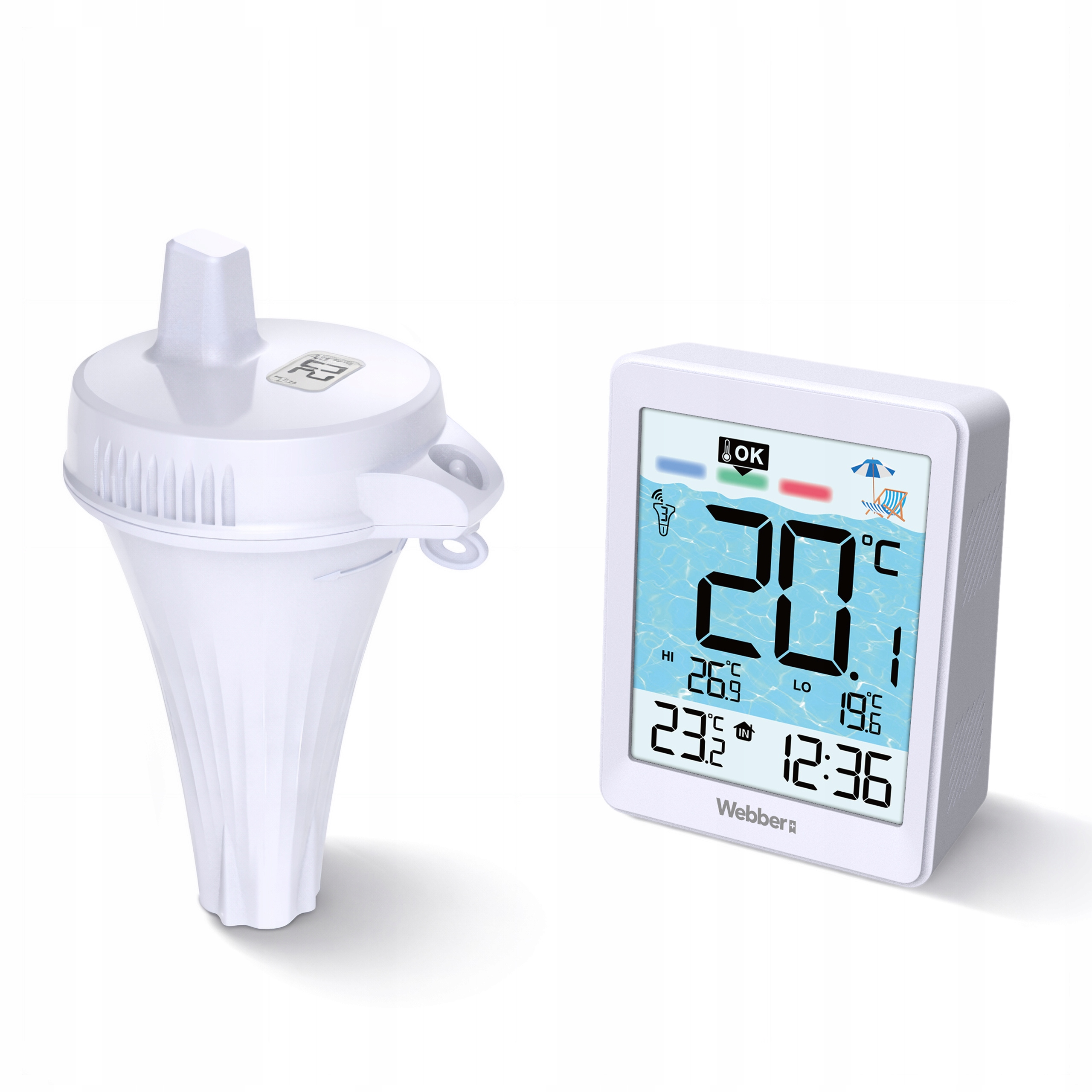 Termometr Basenowy Meteo PT4 Bezprzewodowy Czujnik Wody Do 60 Metrów LCD