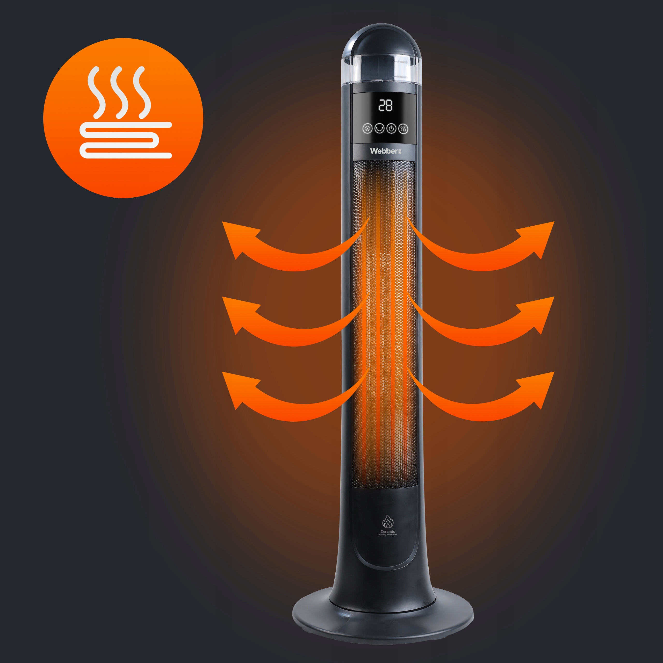 TERMOWENTYLATOR Grzejnik Ceramiczny Kolumnowy 2200W Z Nawilżaczem