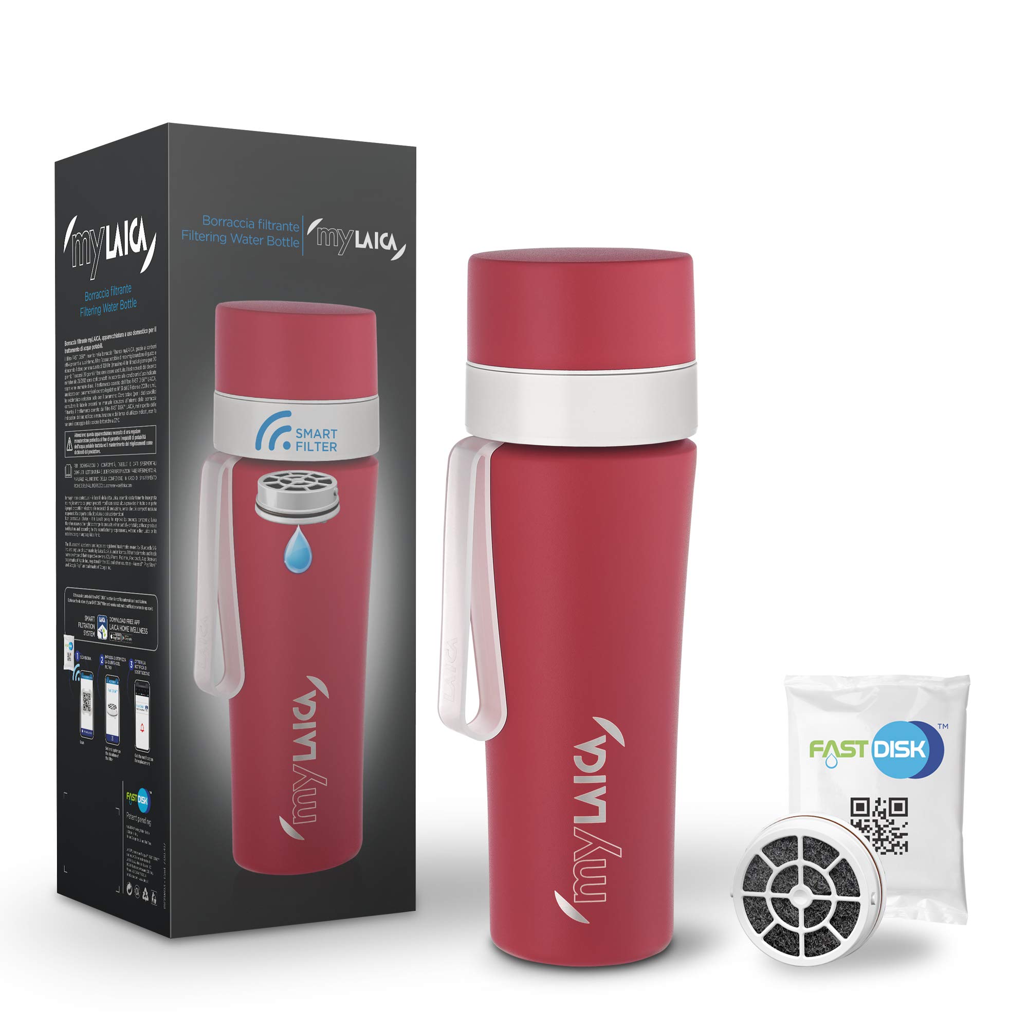 Butelka Filtrująca LAICA MyLAICA 550ml Stalowa Bidon Z Filtrem FAST DISK