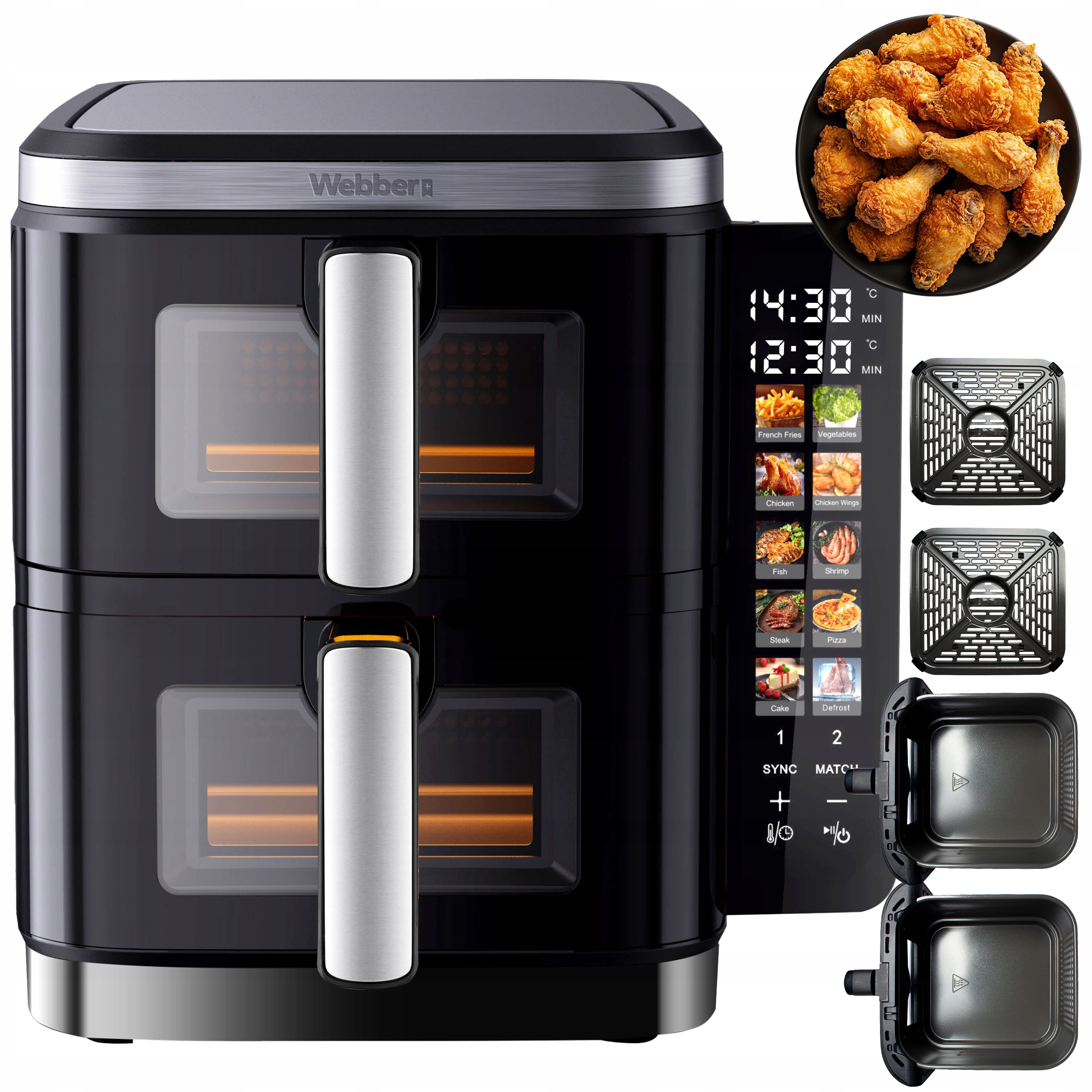 Frytkownica Podwójna Pionowa Beztłuszczowa Air Fryer 2800W 11l XXL