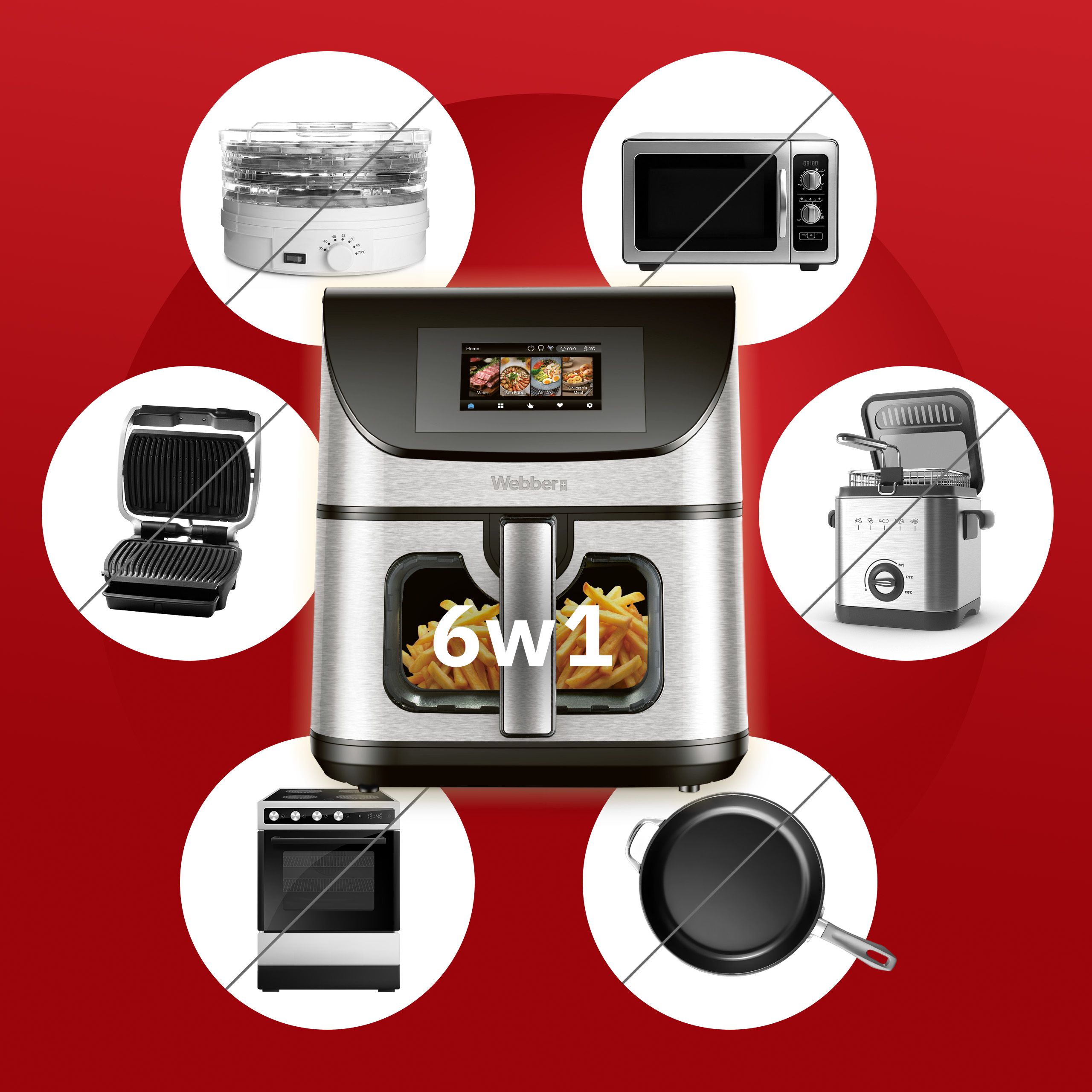 Frytkownica Beztłuszczowa Air Fryer 8l WIFI Nieprzywierająca 10 P 2200W