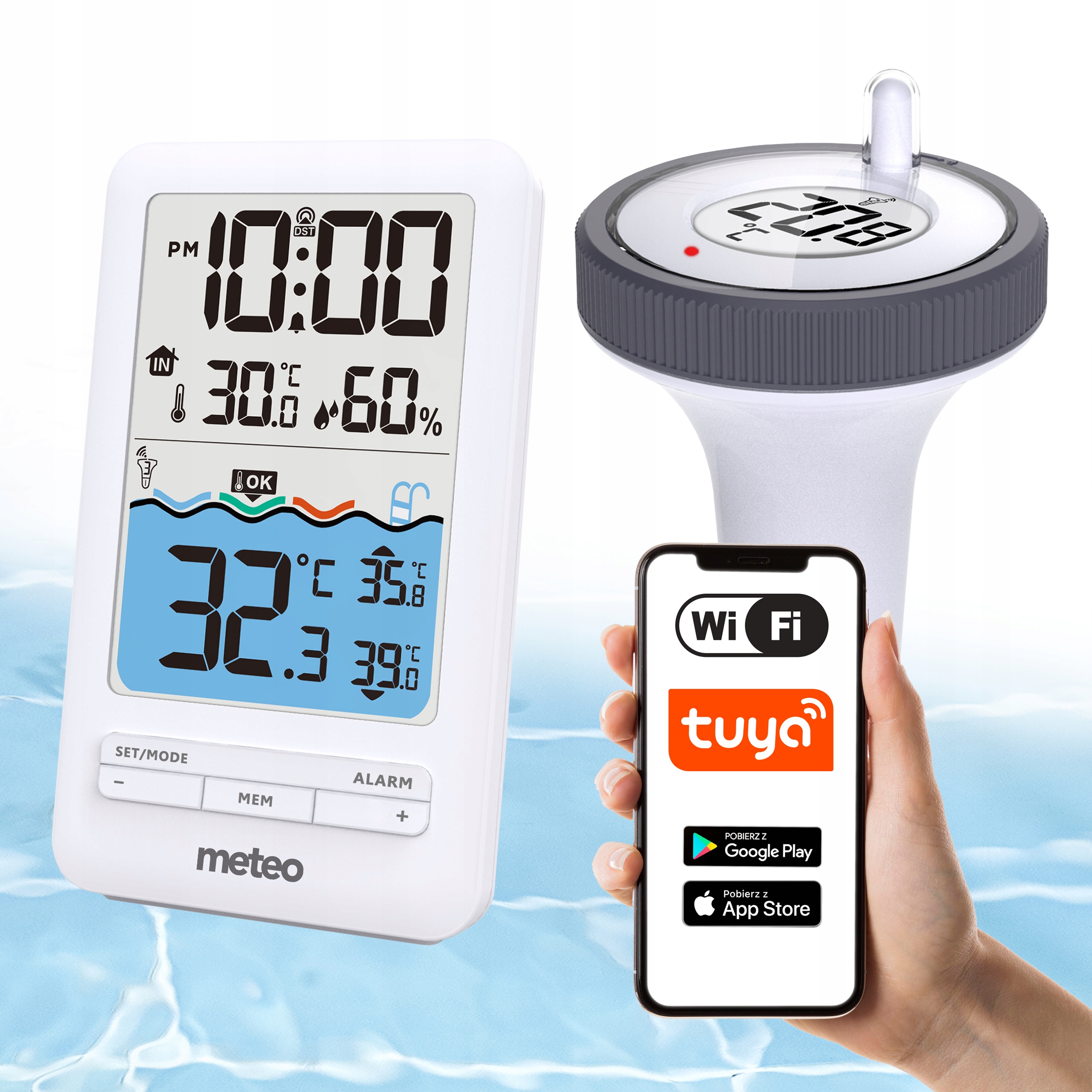 Termometr Basenowy Pływający METEO Stacja Pogody TB3 Pomiar W Telefonie
