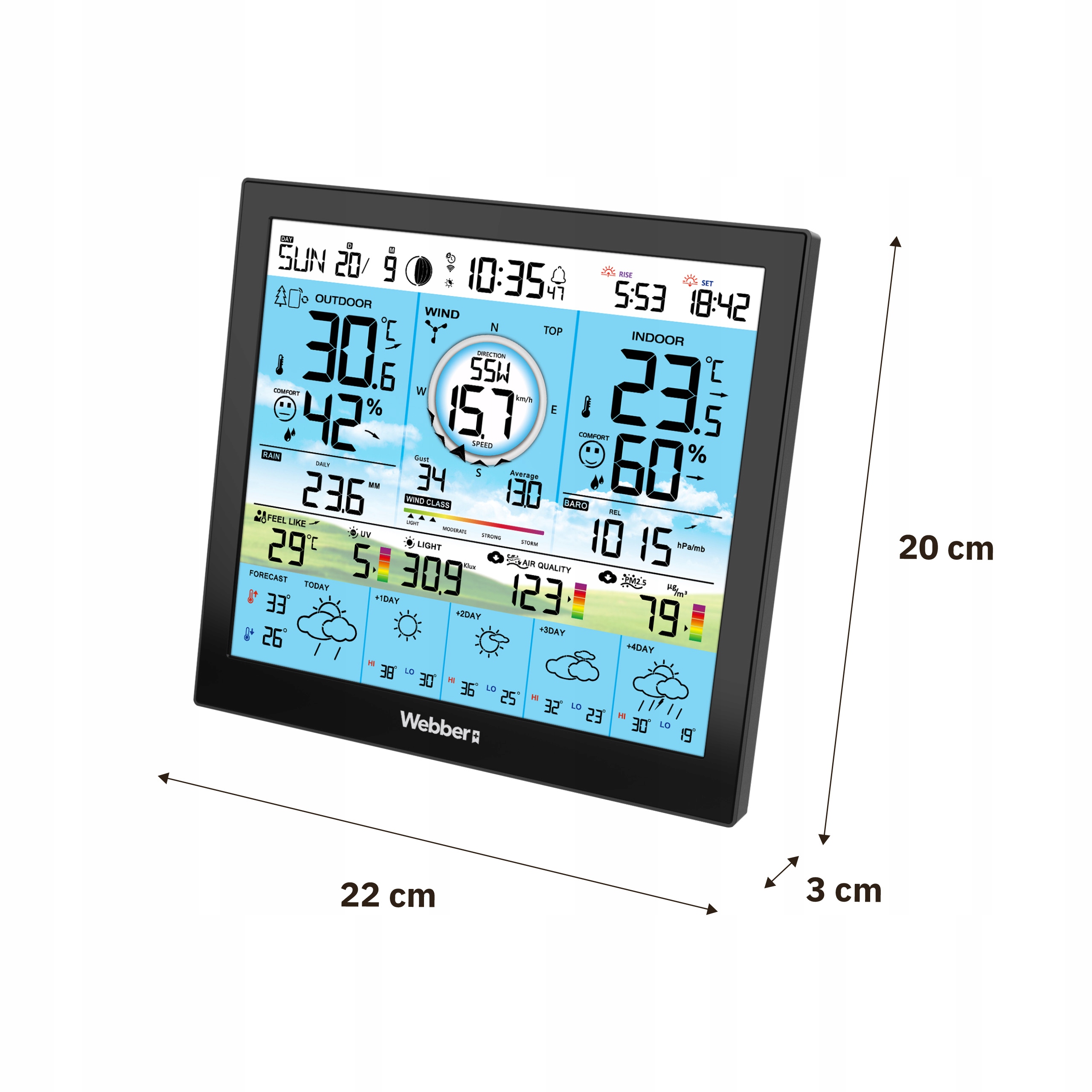 Stacja Pogodowa WS603 WIFI Tuya Multisensor Czujnik Wiatru Deszczu