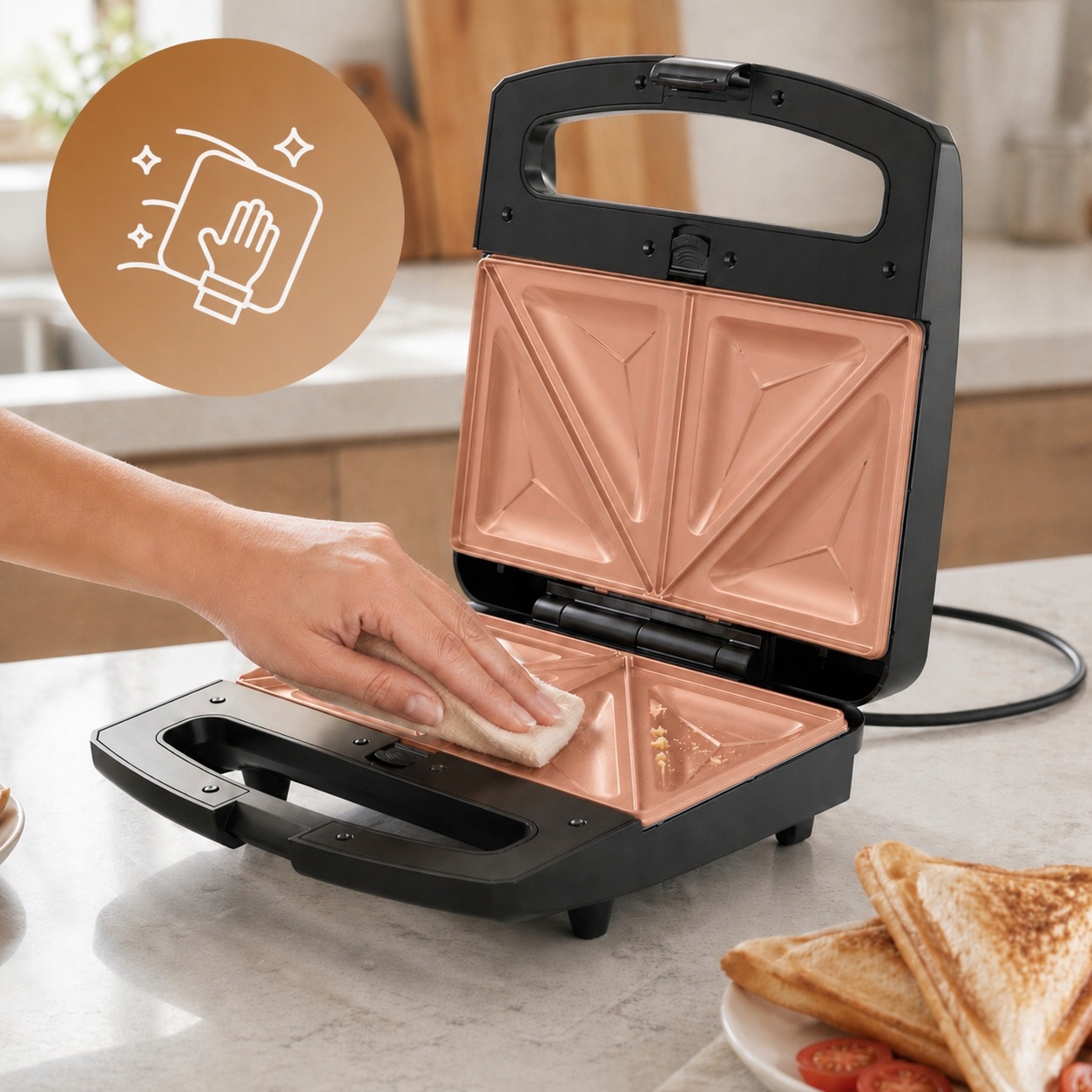 Opiekacz Do Kanapek Toster AURUM SR2-G Ceramiczny 800W Wyjmowane
