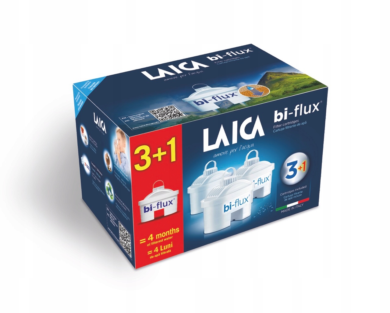 Wkład Filtrujący LAICA BI-FLUX Universal Filtr Do Dzbanka Wody 4 Sztuki