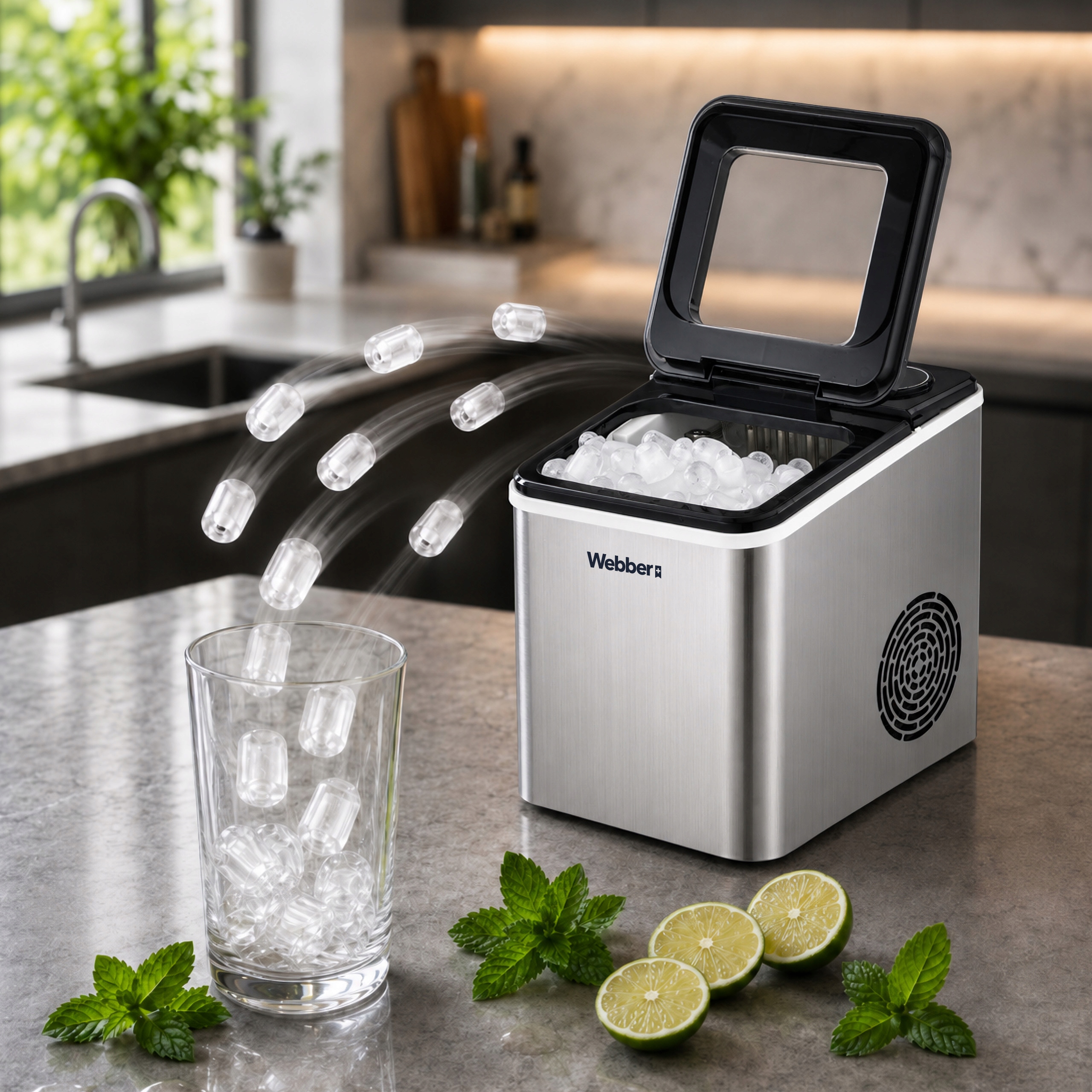 Kostkarka Do Lodu Ruka IM-002 Inox 13kg 165W 2 Rozmiary Kostek 1,5 l