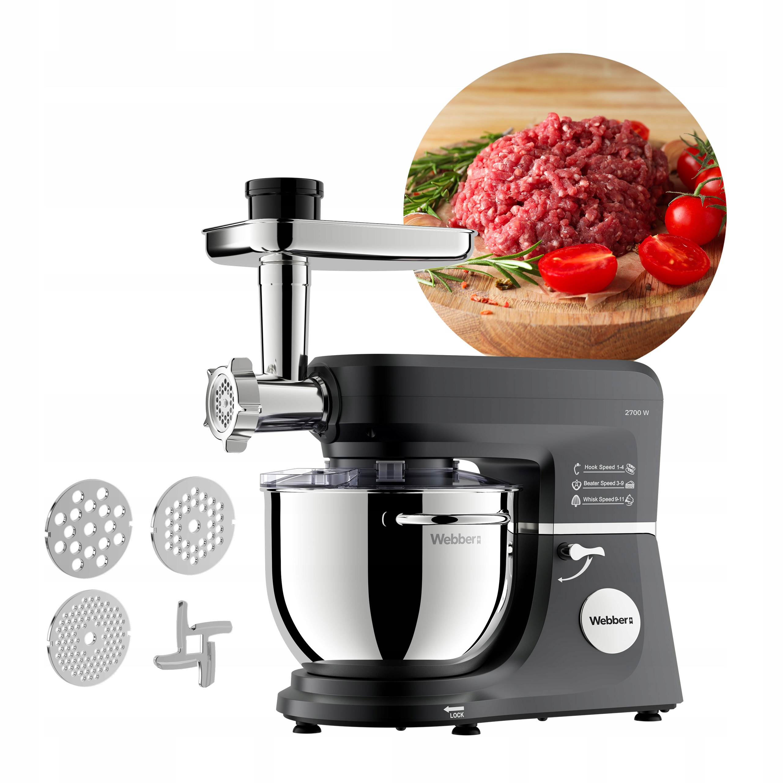 Robot Kuchenny Planetarny SM17 2700W Misa 7l Mikser Wielofunkcyjny