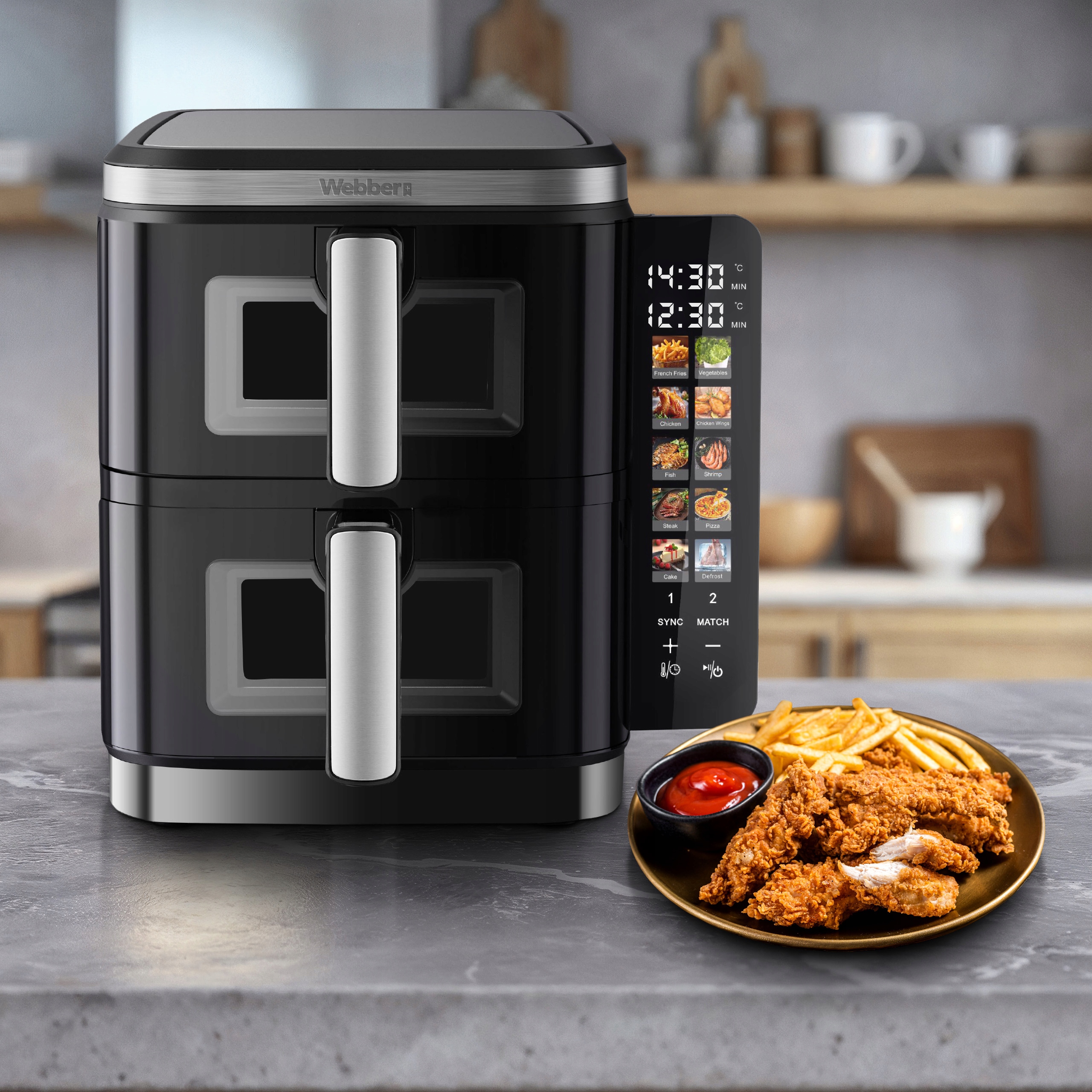Frytkownica Podwójna Pionowa Beztłuszczowa Air Fryer 2800W 11l XXL