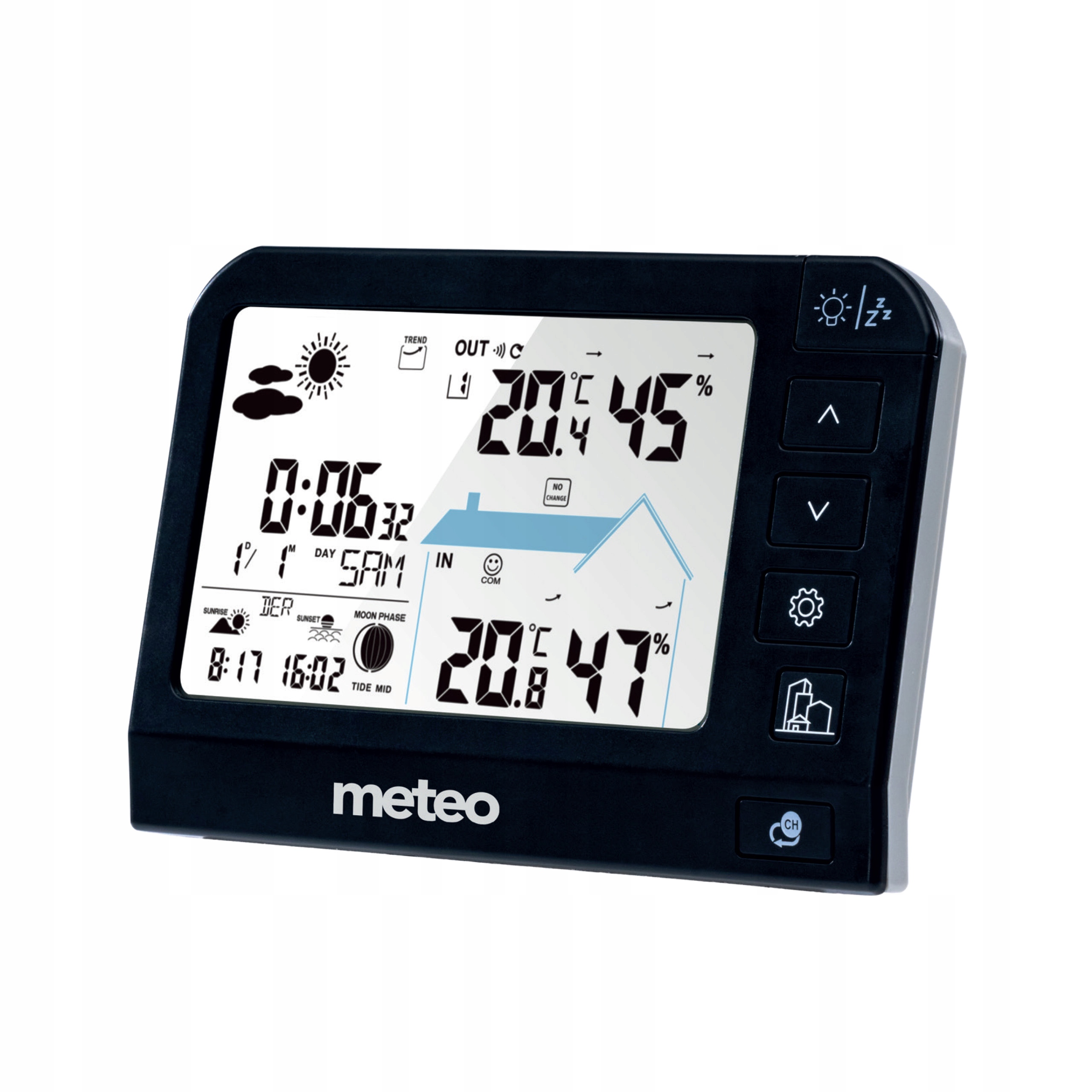 Stacja Pogodowa METEO SP204 Pogodynka Higrometr Czujnik Zewnętrzny Dcf