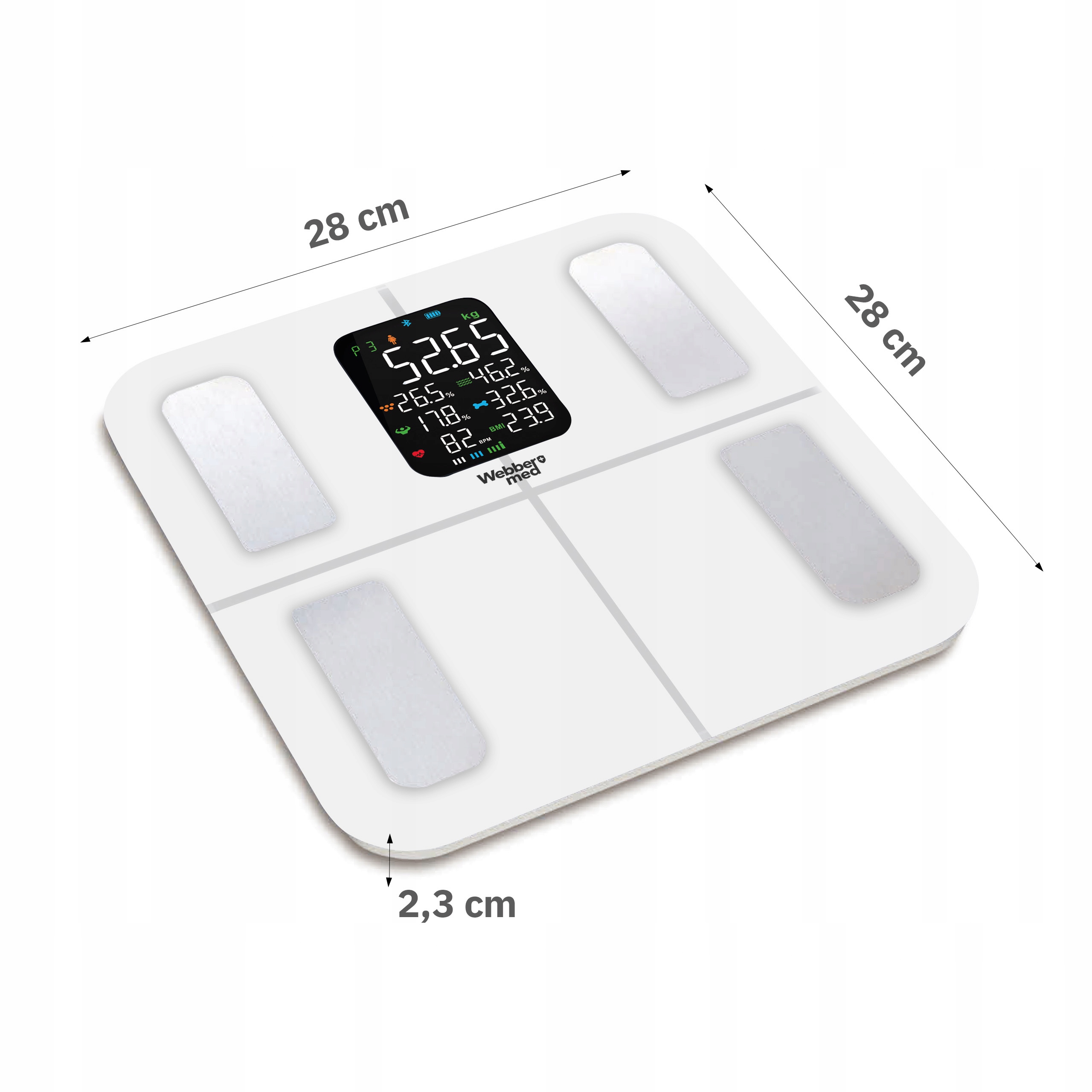 Waga Łazienkowa Analityczna 16 Parametrów Apple Health, Google Fit, IF1320B