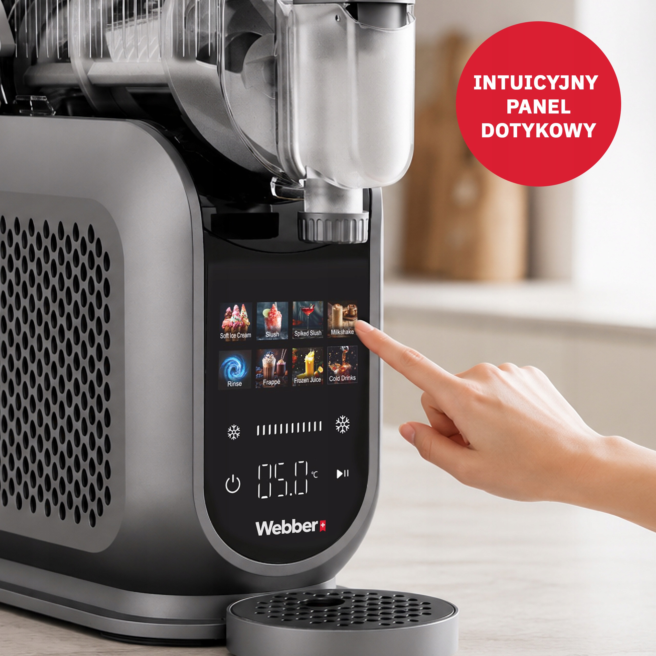Maszyna Do Slushy Lodów Włoskich Granity Pro 1,8 l 220 w 8 Prgramów