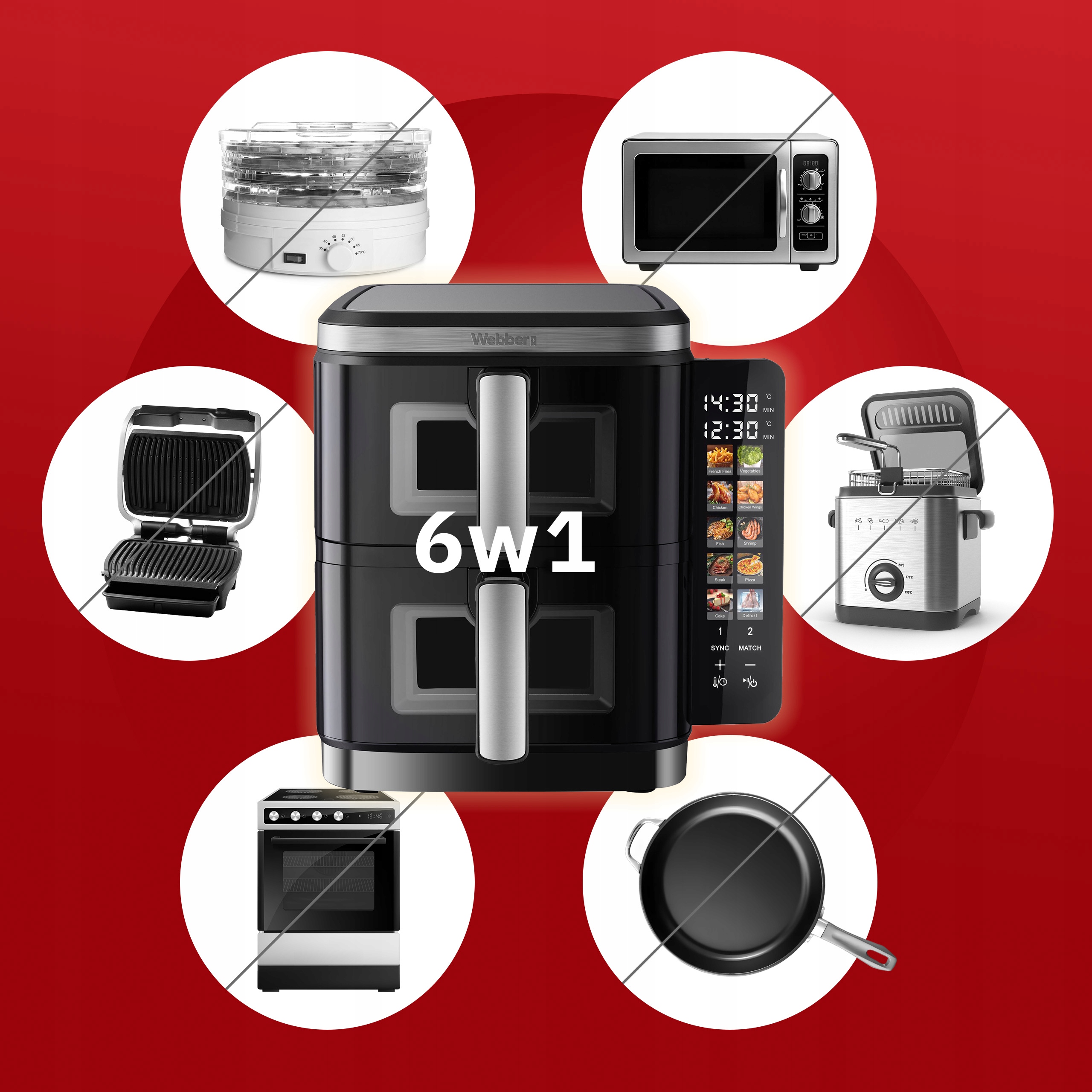Frytkownica Podwójna Pionowa Beztłuszczowa Air Fryer 2800W 11l XXL